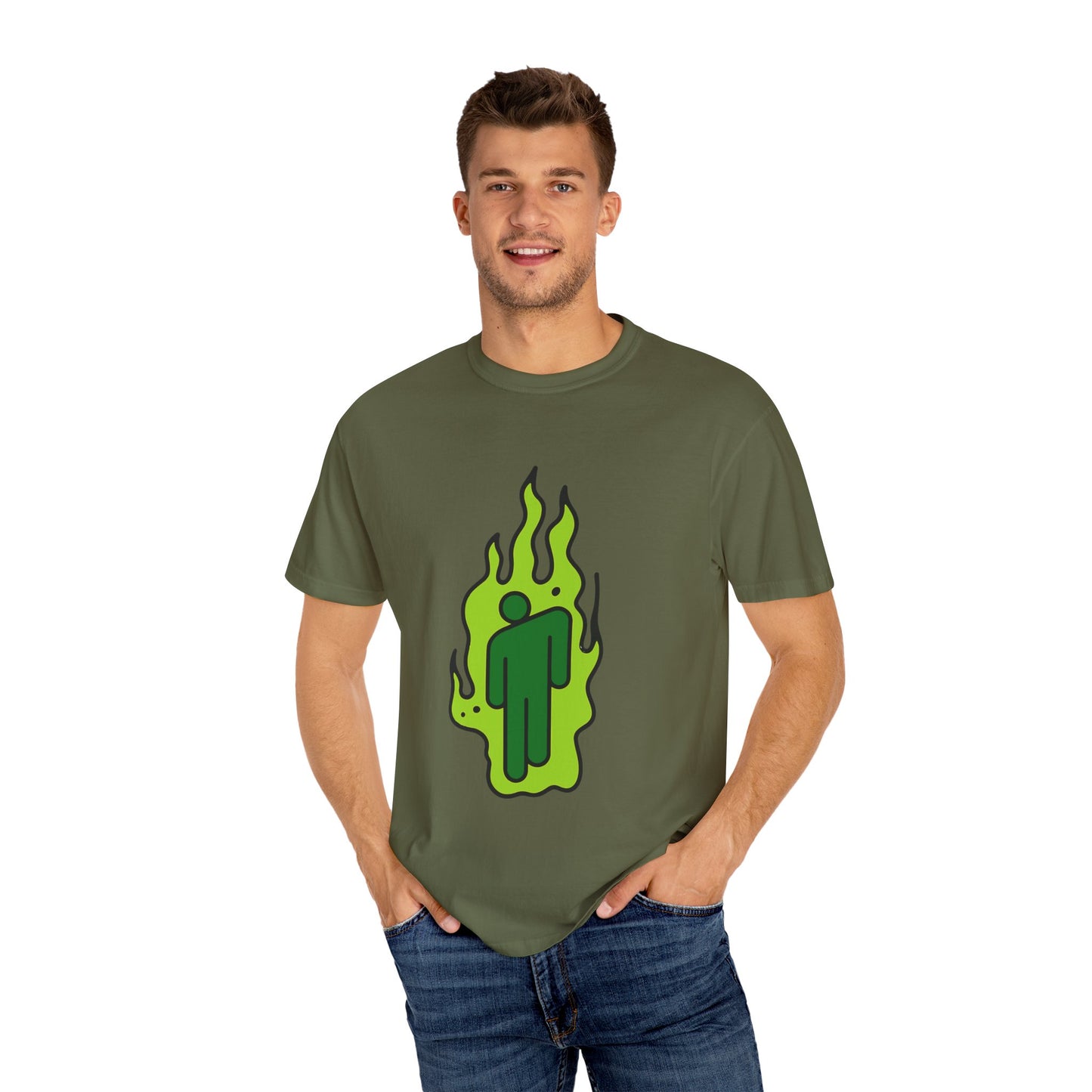 Green Flame Icon Unisex Dyed T-shirt