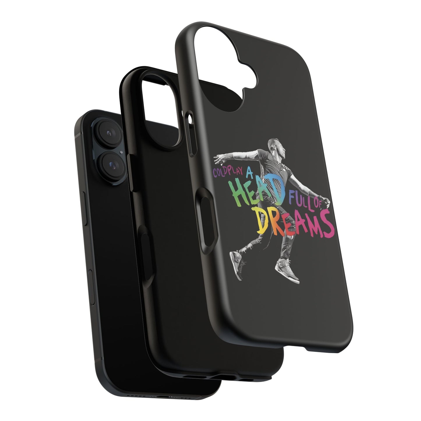 Premium Tough Case for iPhone 12 to 16 Pro Max Showcasing Coldplay A Head Full of Dreams Chris