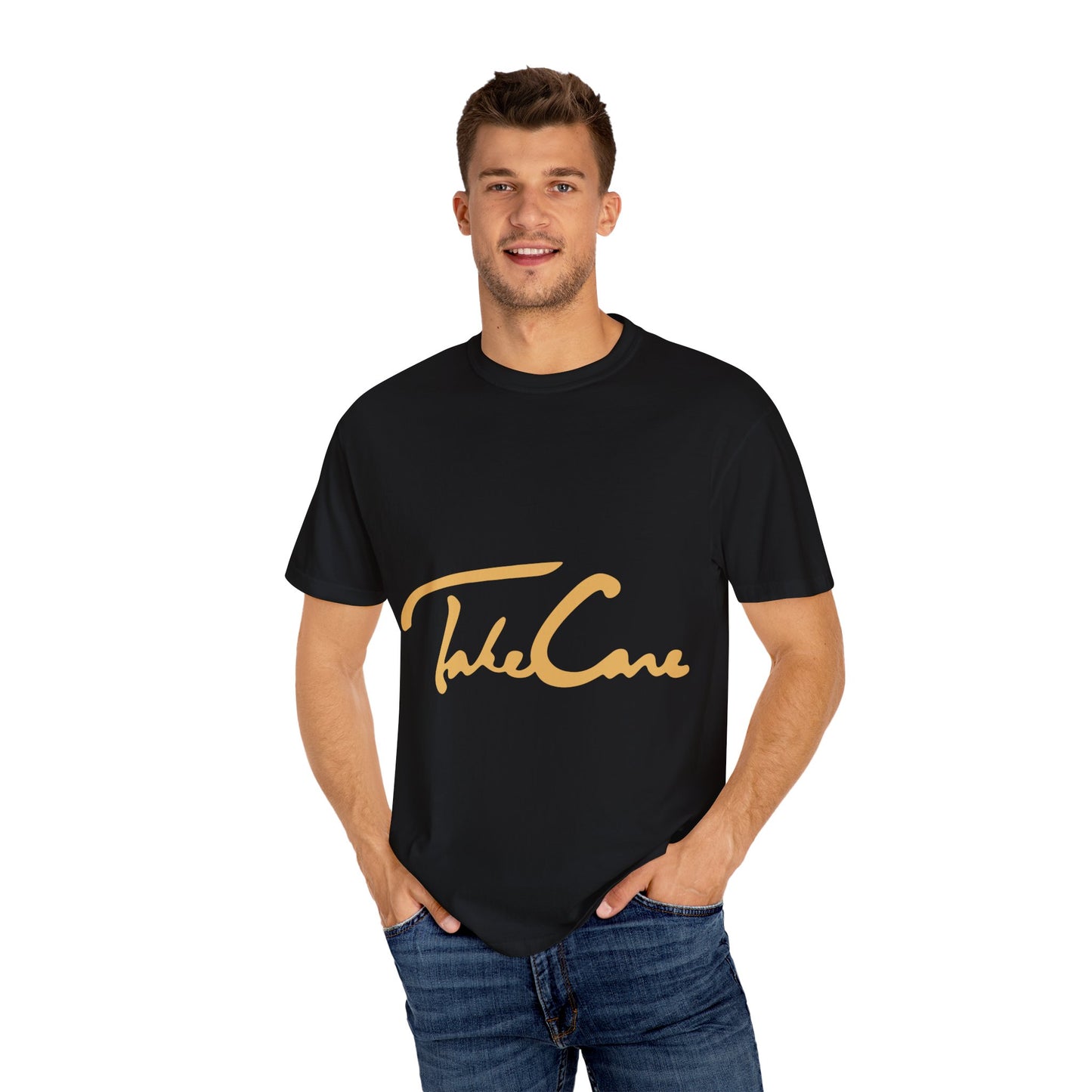 Take Care Gold Script Dyed Tshirt