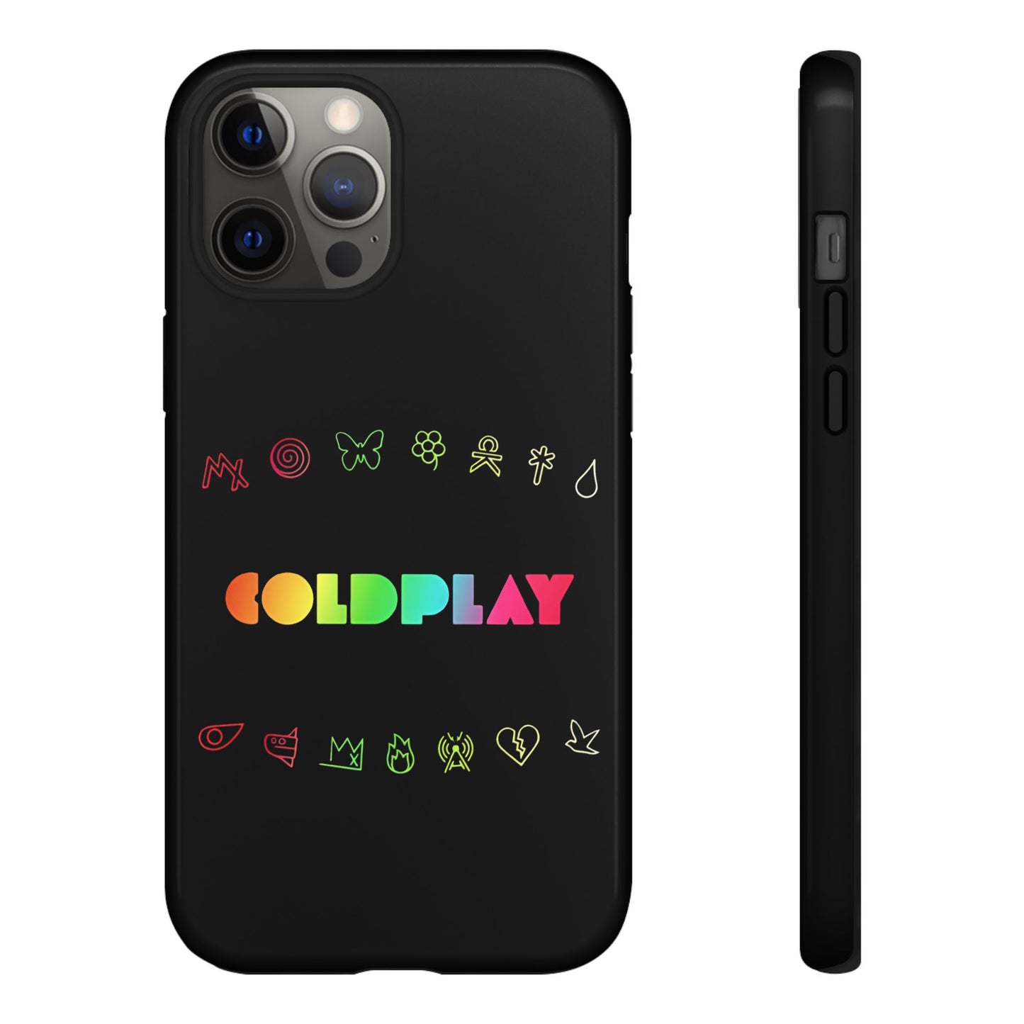 Premium Tough Case for iPhone 12 to 16 Pro Max Showcasing Coldplay’s Signage