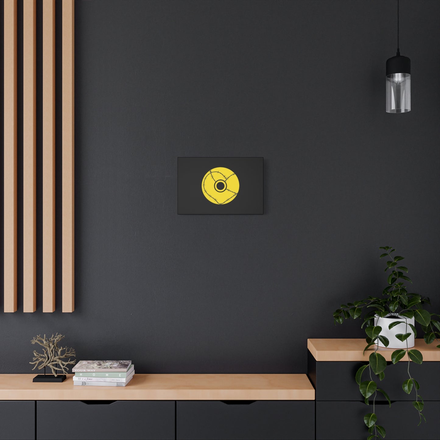 Minimalist Black Disc Outline Canvas