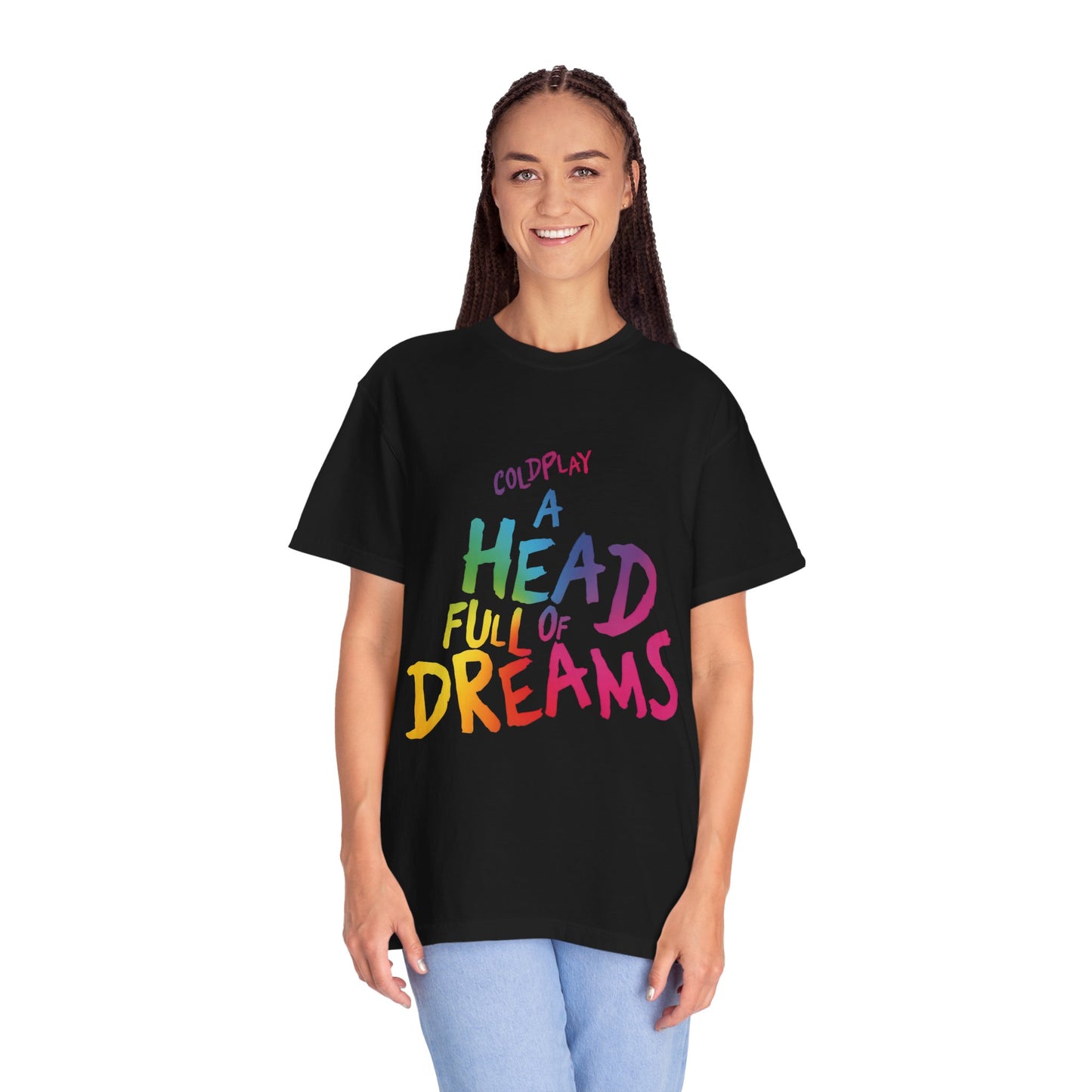 Unisex Garment-Dyed T-Shirt Inspired by Coldplay’s Iconic A Head Full of Dreams