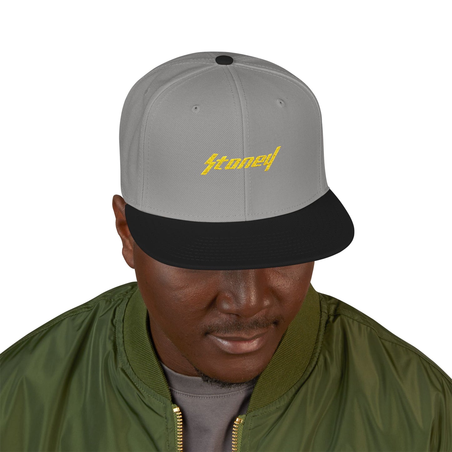 Orange Lightning Text Logo Snapback Cap