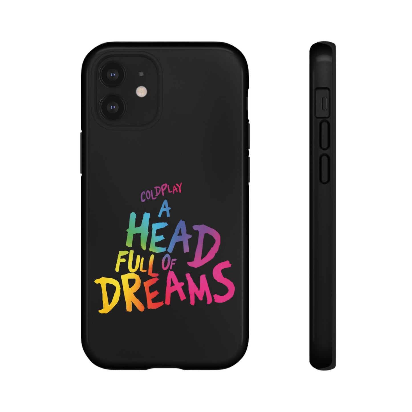 Premium Tough Case for iPhone 12 to 16 Pro Max Showcasing Coldplay’s Iconic A Head Full of Dreams