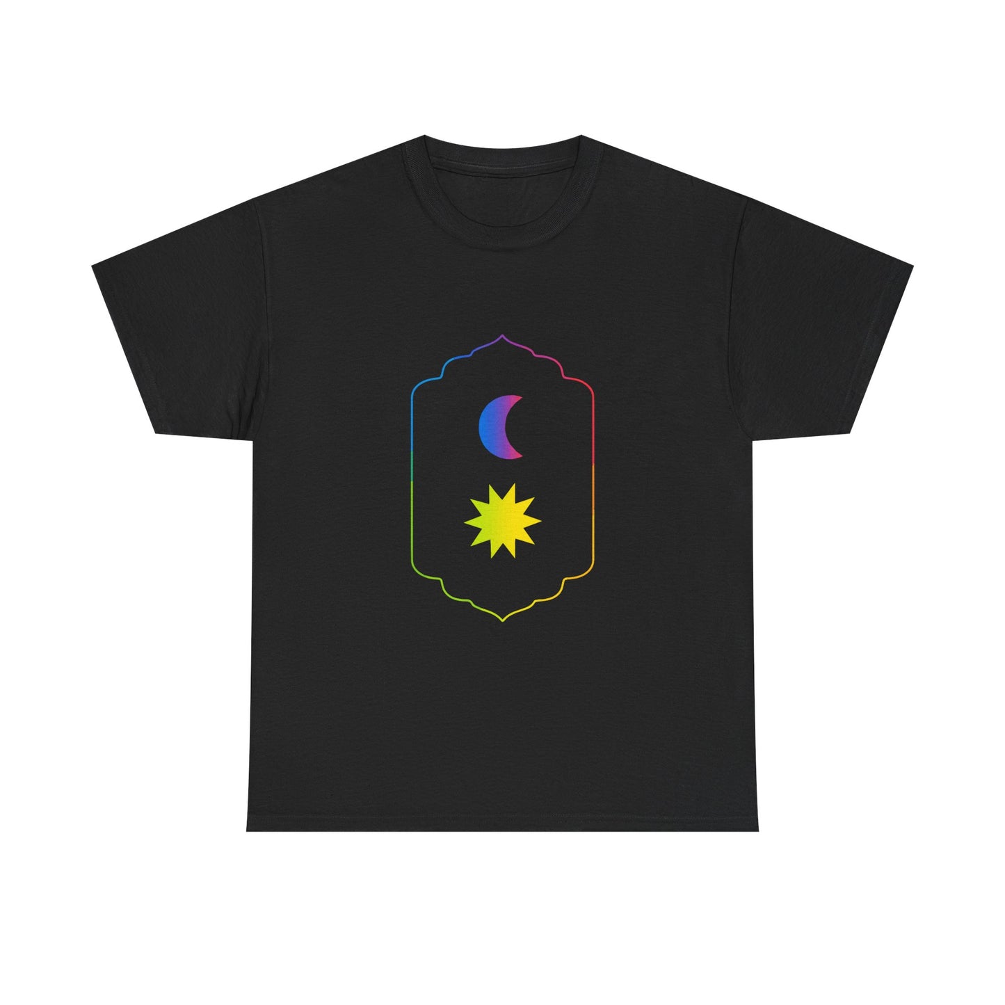 Gradient Moon and Star Emblem Unisex Cotton Tee