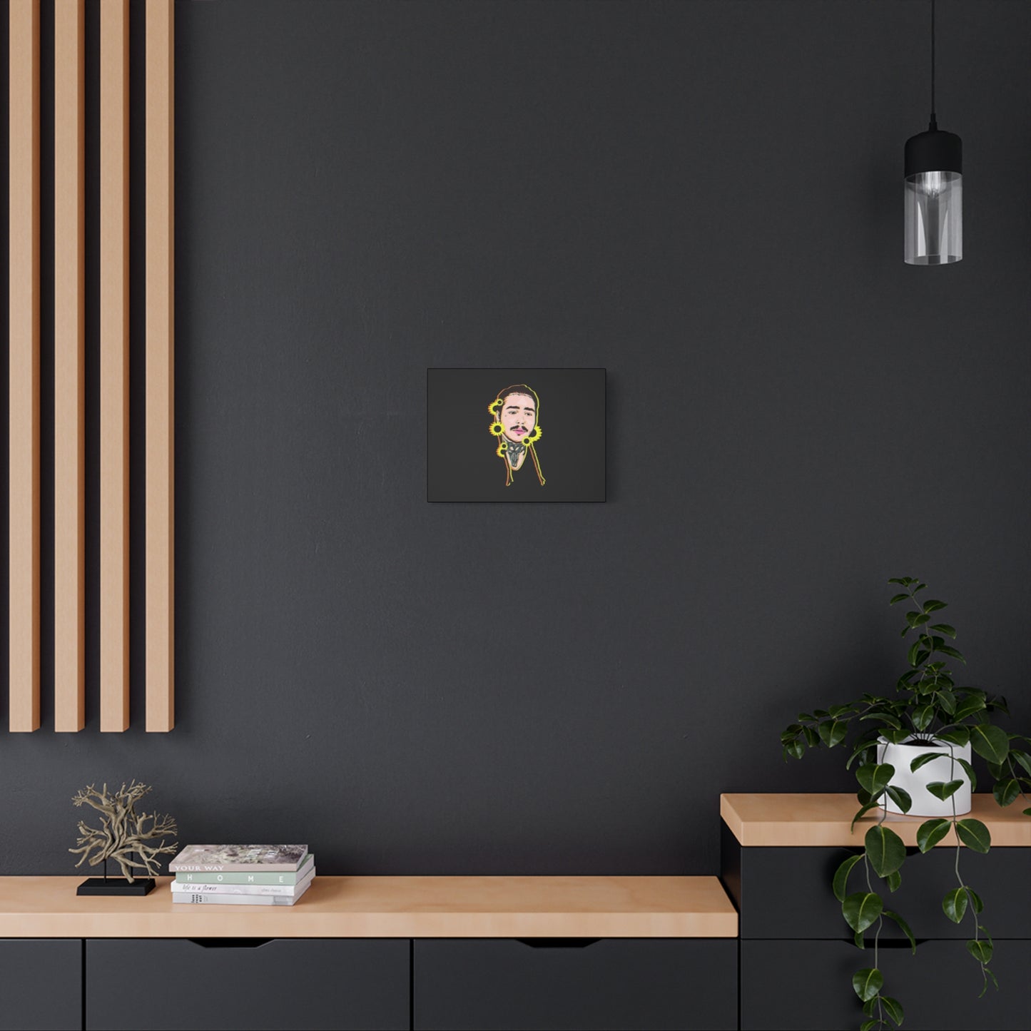 Cartoon Face with Sunflowers Canvas