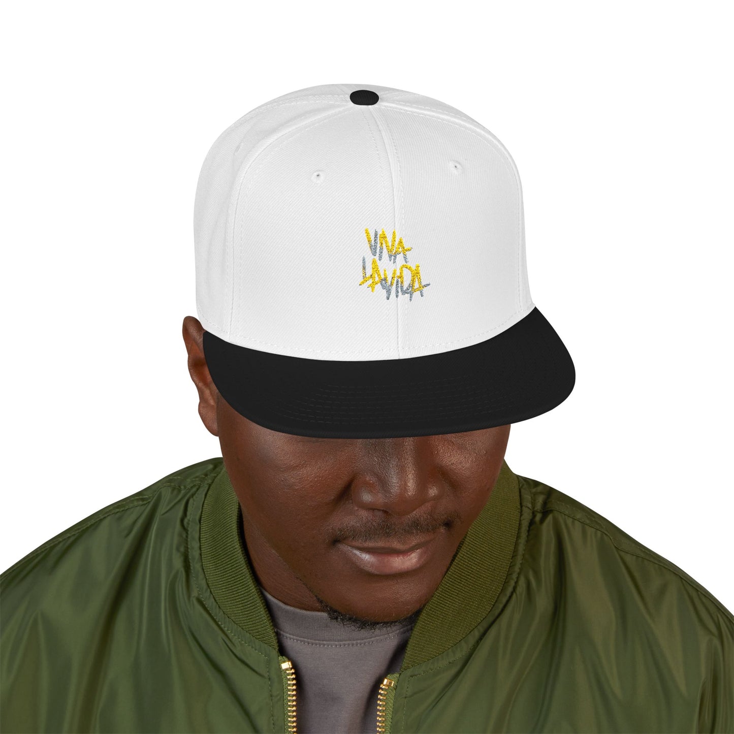 Golden Brush Script Snapback cap