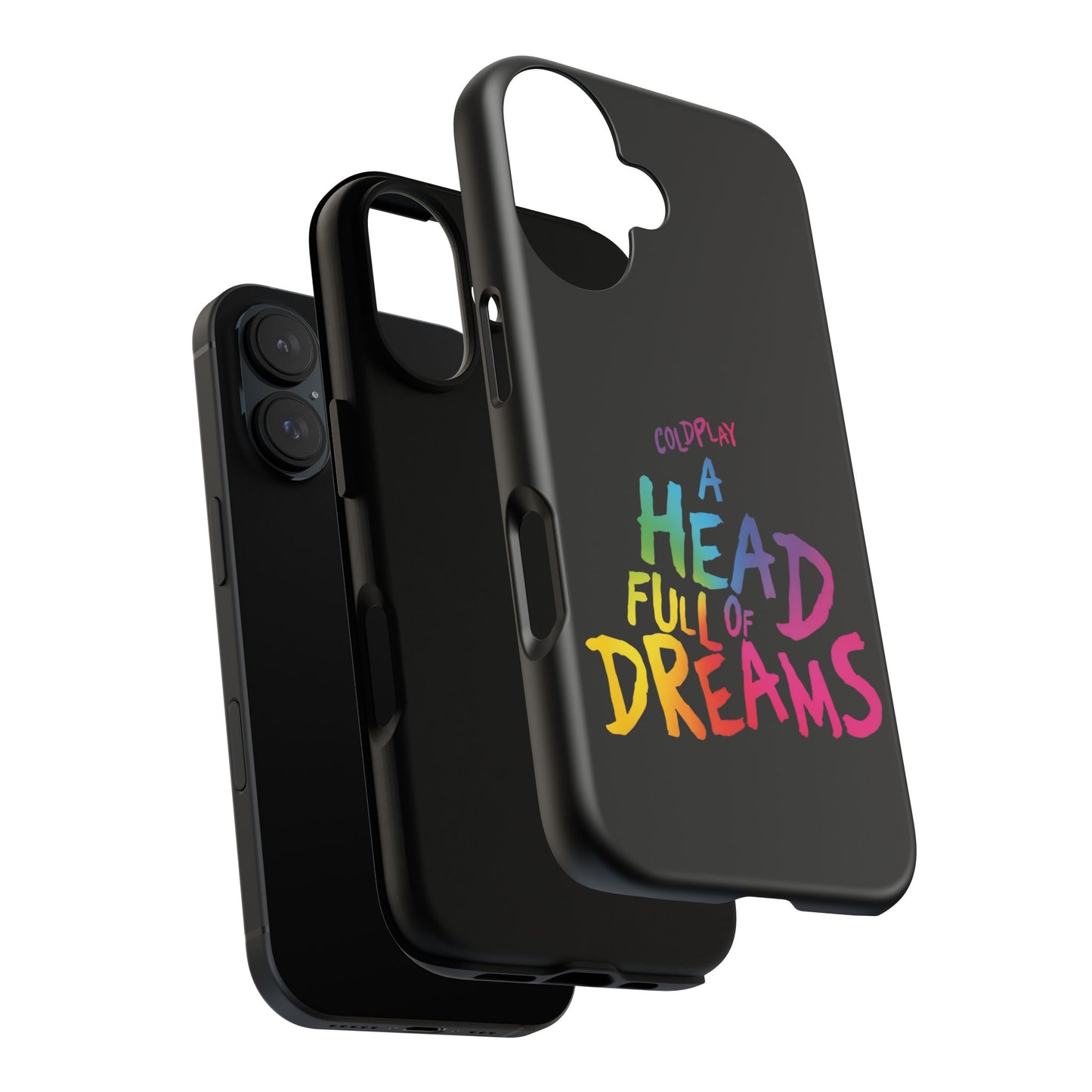 Premium Tough Case for iPhone 12 to 16 Pro Max Showcasing Coldplay’s Iconic A Head Full of Dreams