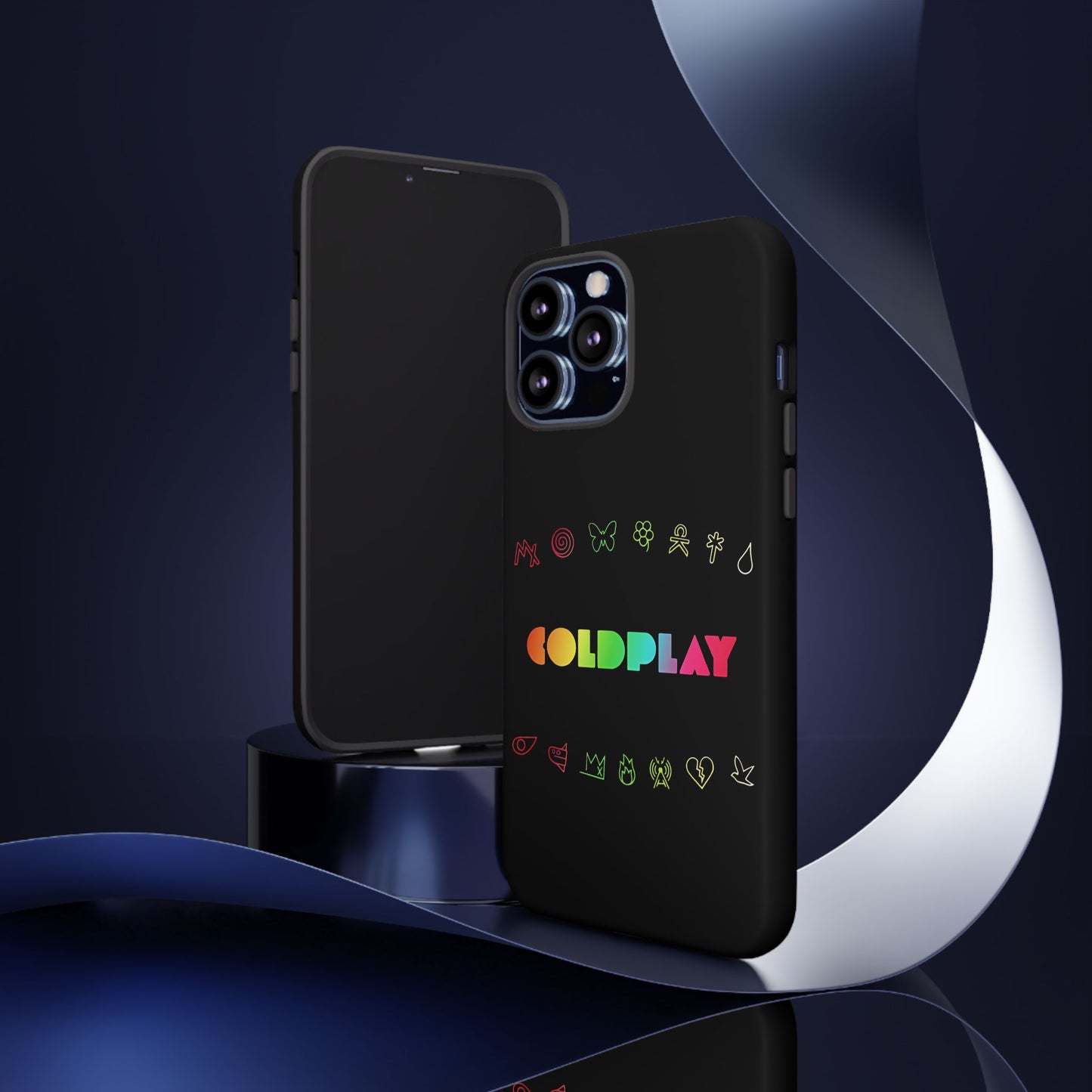 Premium Tough Case for iPhone 12 to 16 Pro Max Showcasing Coldplay’s Signage
