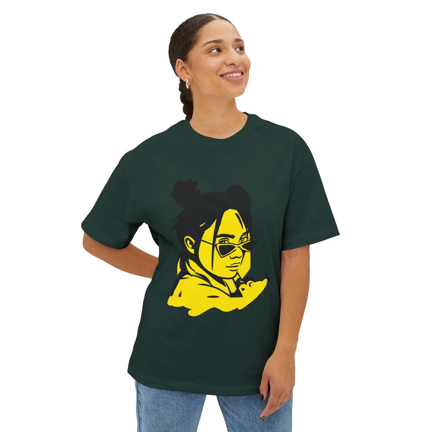 Neon Mood Portrait Unisex Oversized Tee