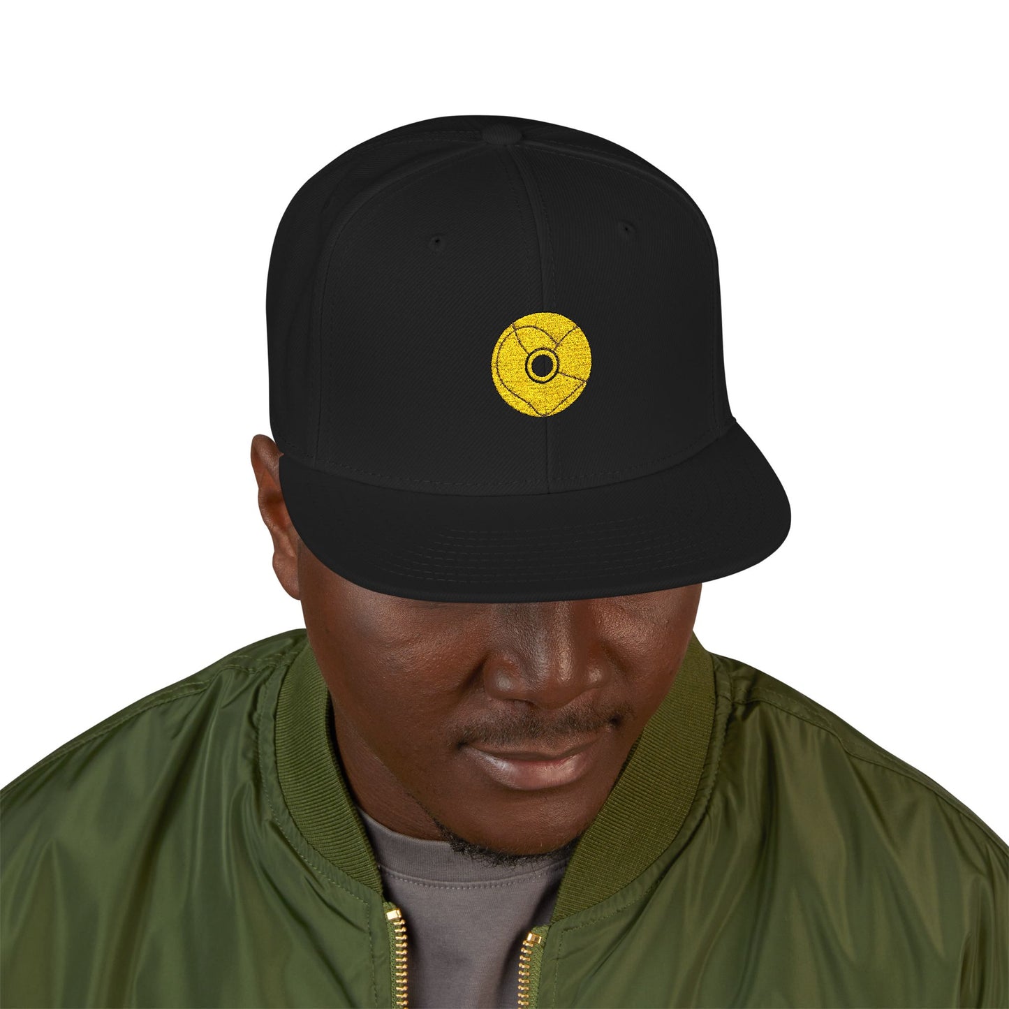 Minimalist Black Disc Outline Snapback Cap