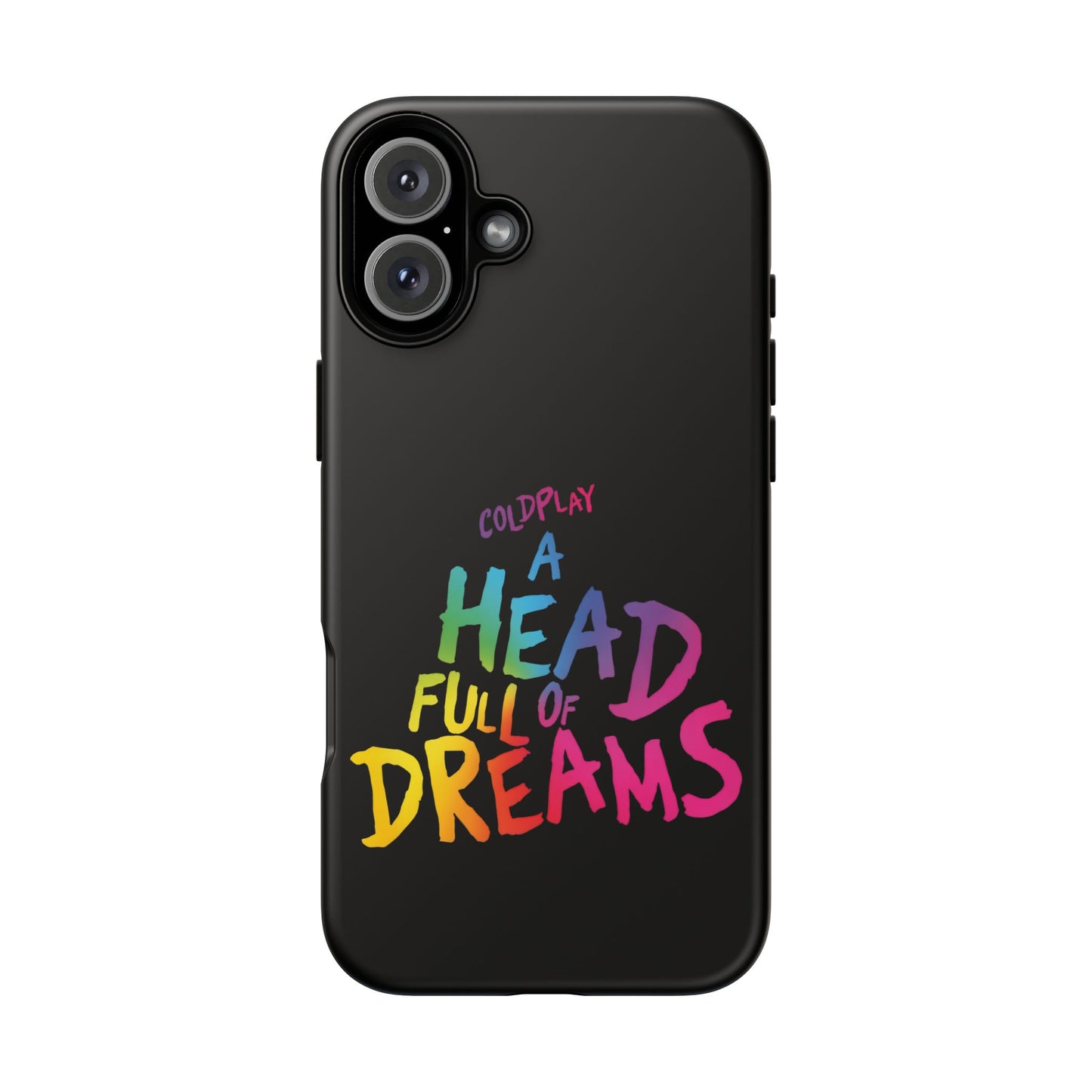 Premium Tough Case for iPhone 12 to 16 Pro Max Showcasing Coldplay’s Iconic A Head Full of Dreams