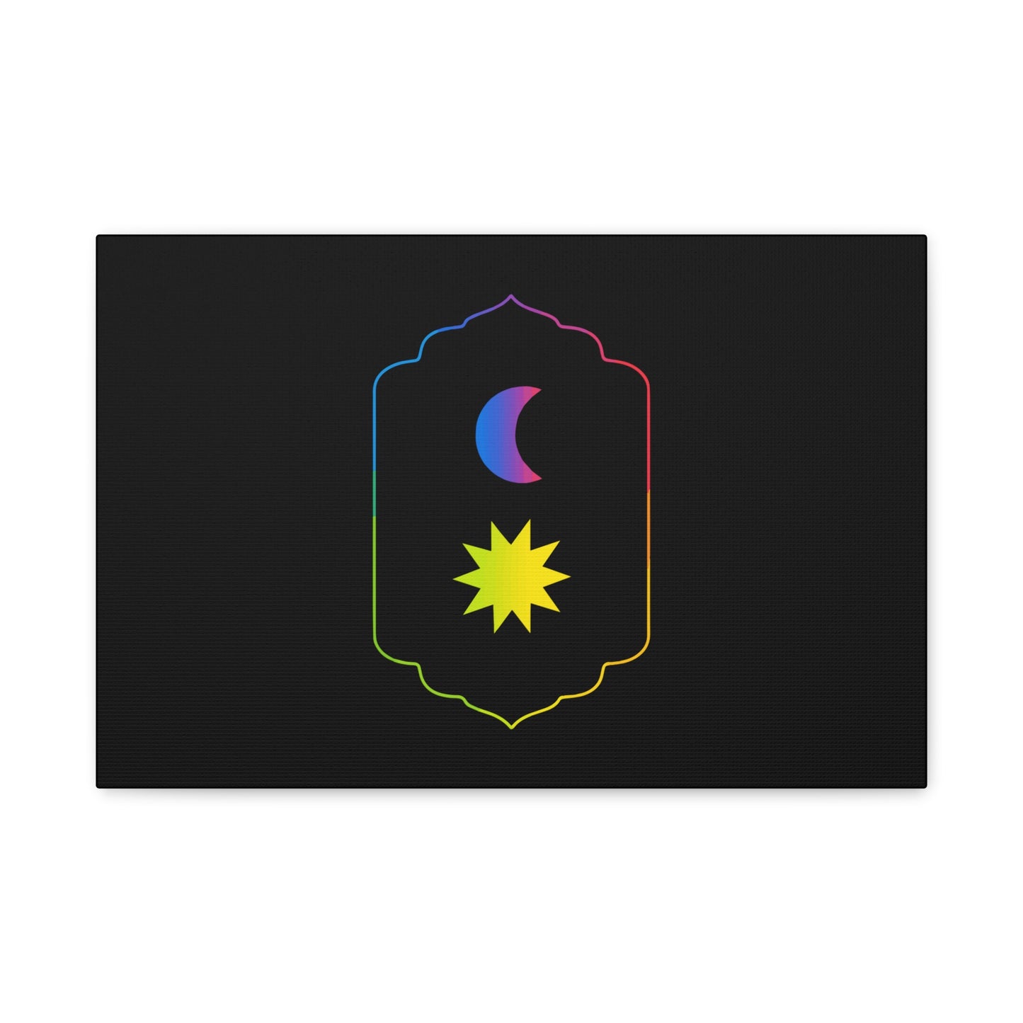 Gradient Moon and Star Emblem Canvas