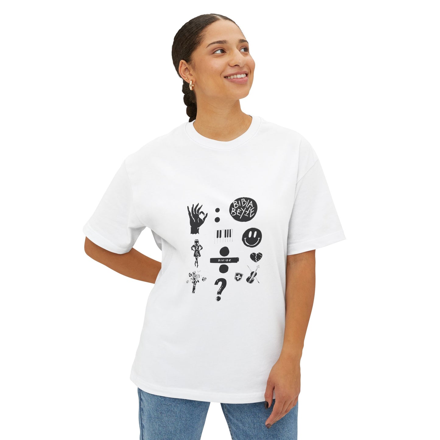 Ocean Wave with Heart Outline Oversized Boxy Tee