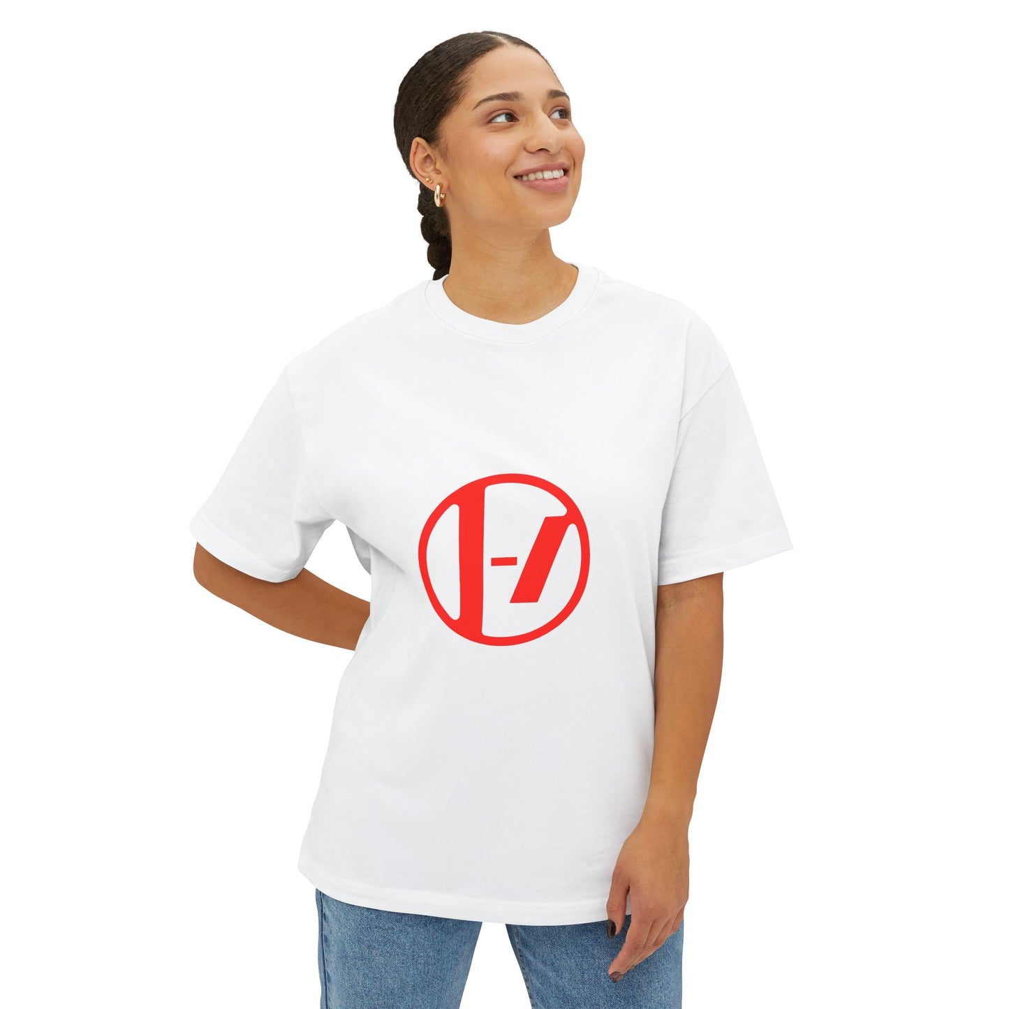 Crimson Orbit Unisex Oversized Boxy Tee