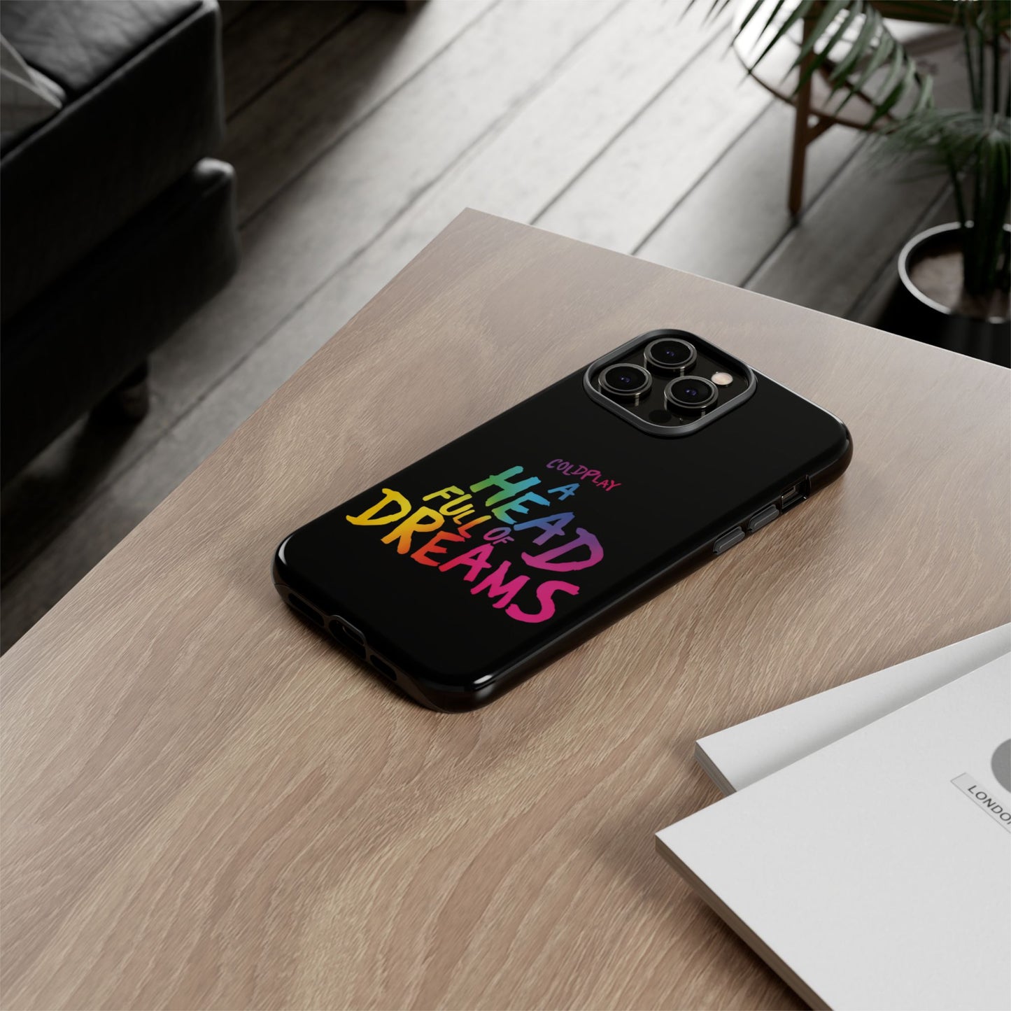 Premium Tough Case for iPhone 12 to 16 Pro Max Showcasing Coldplay’s Iconic A Head Full of Dreams