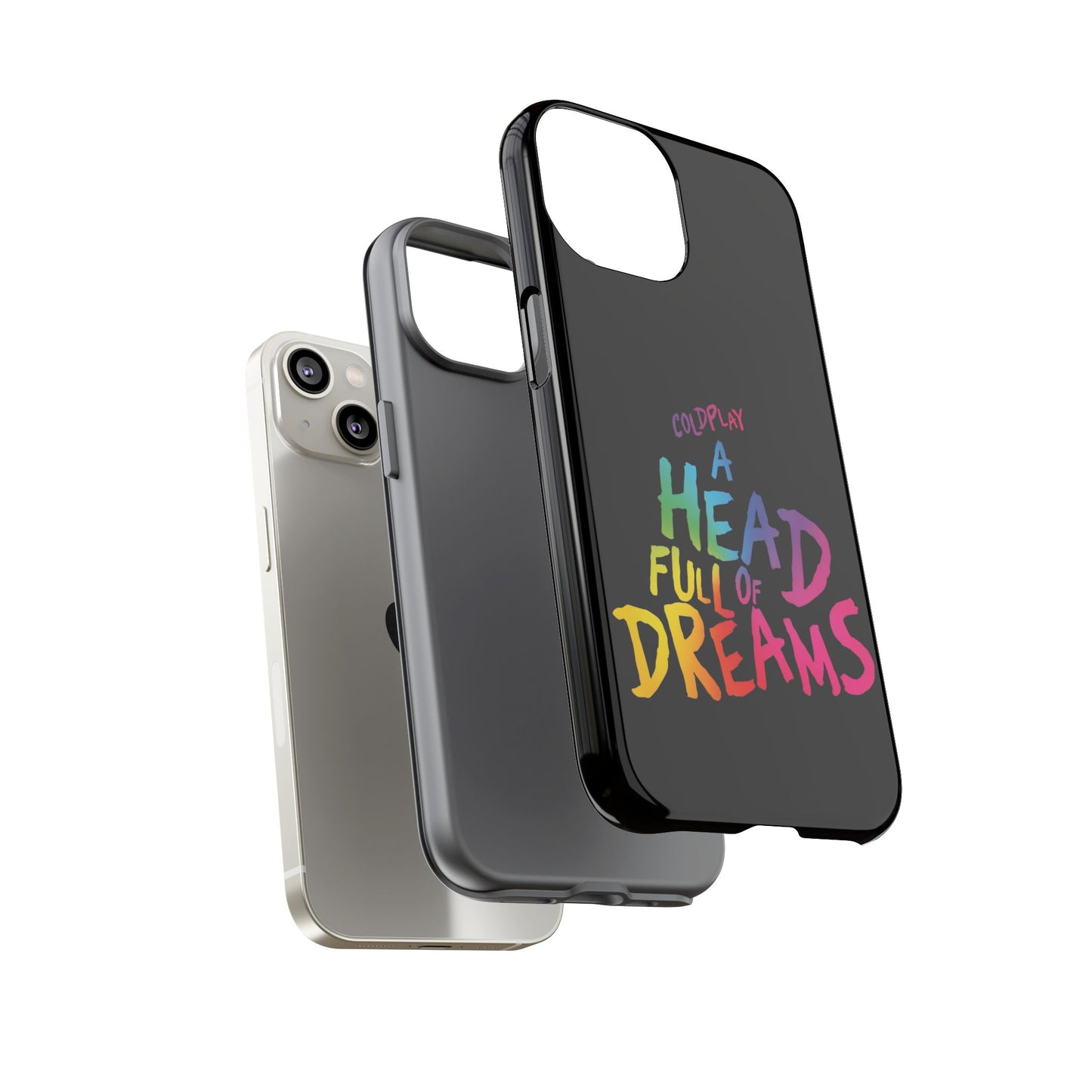 Premium Tough Case for iPhone 12 to 16 Pro Max Showcasing Coldplay’s Iconic A Head Full of Dreams