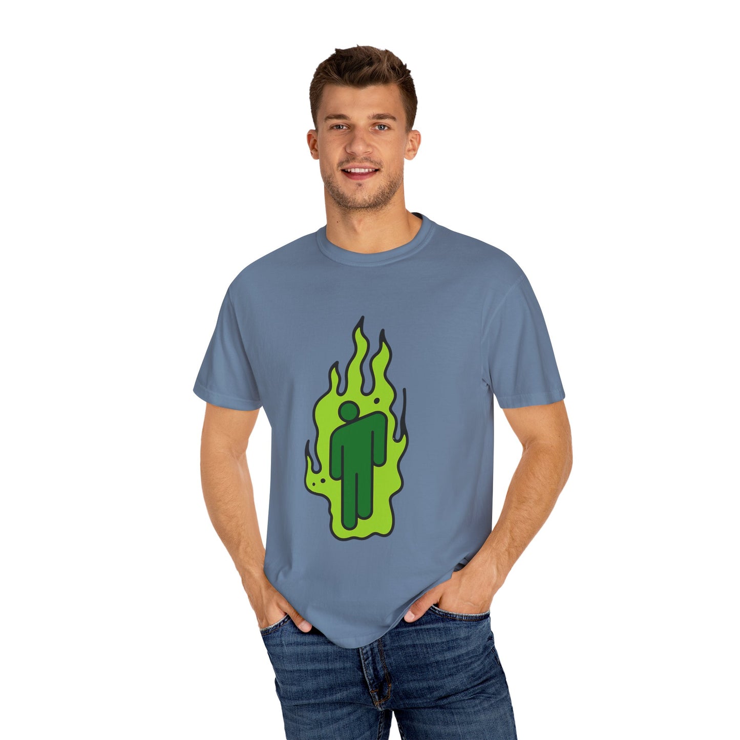 Green Flame Icon Unisex Dyed T-shirt