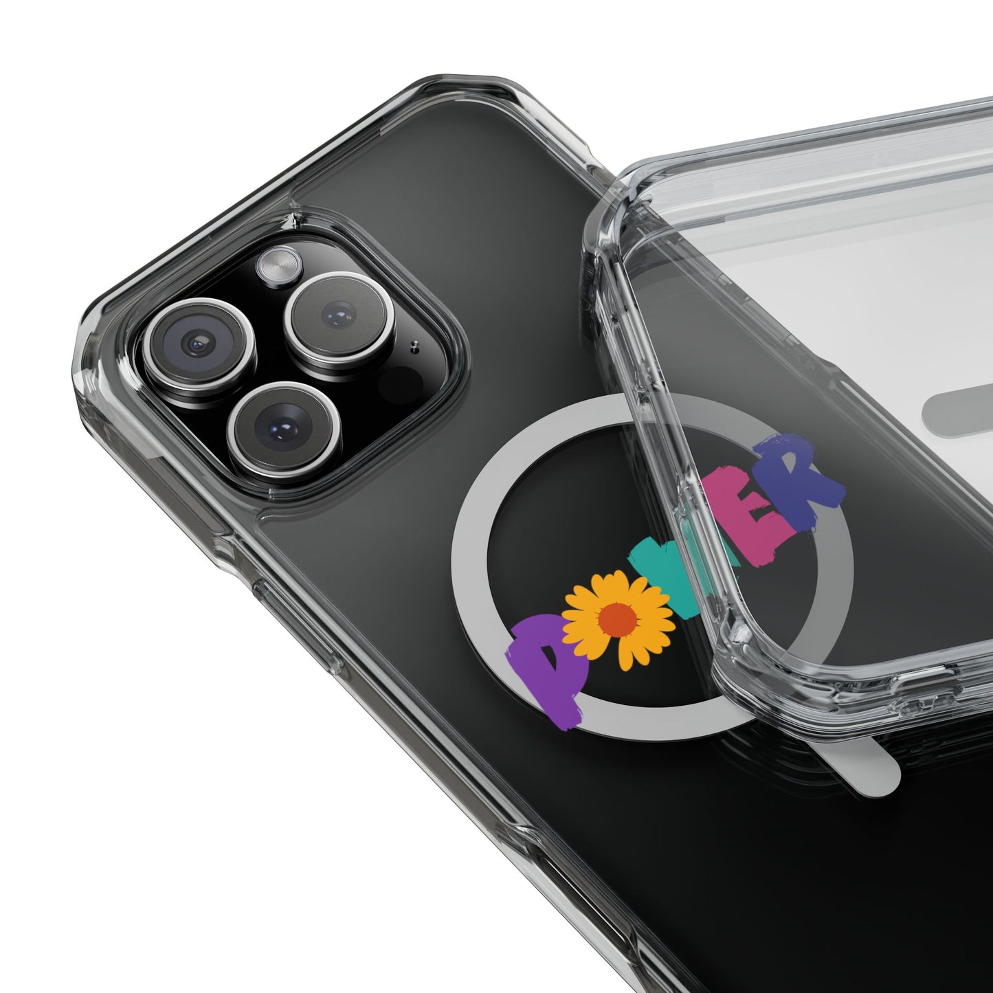 Retro Flower Power Color Pop Magnetic Clear Impact Case