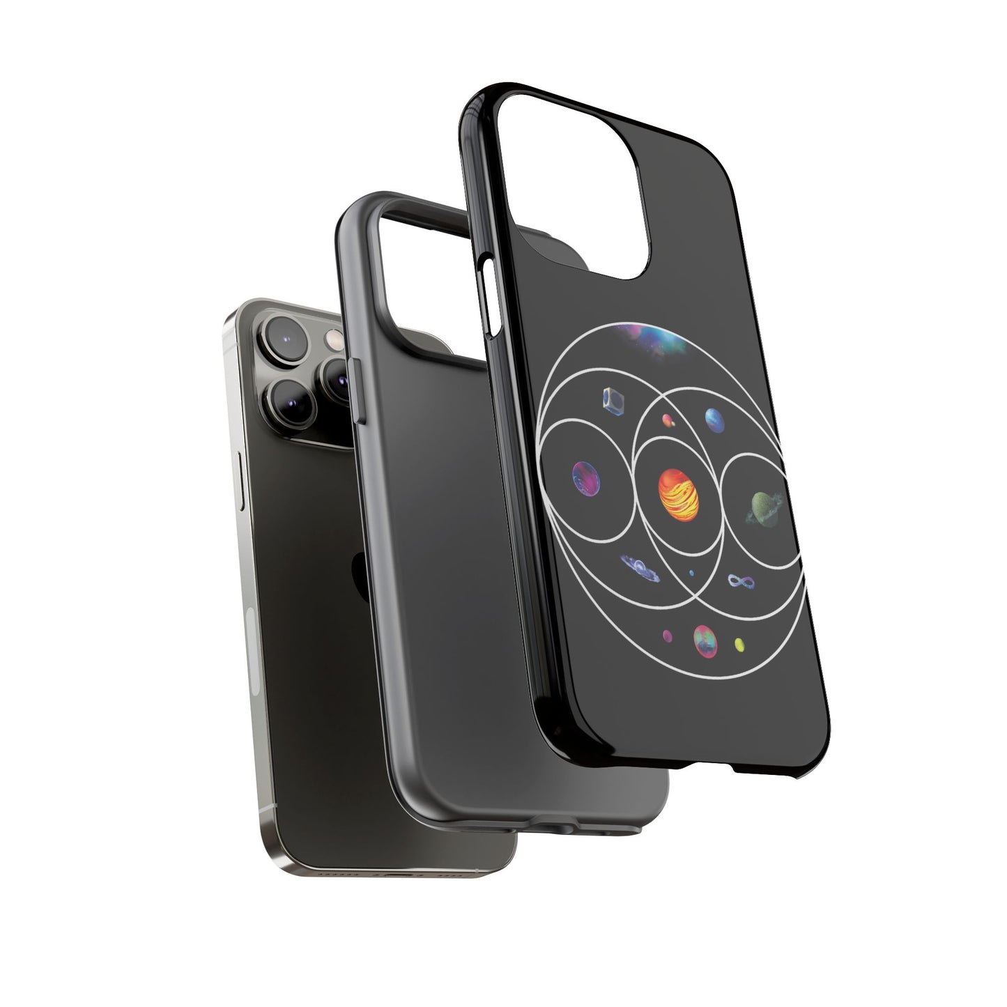 Premium Tough Case for iPhone 12 to 16 Pro Max Showcasing Coldplay’s Illustration Concept