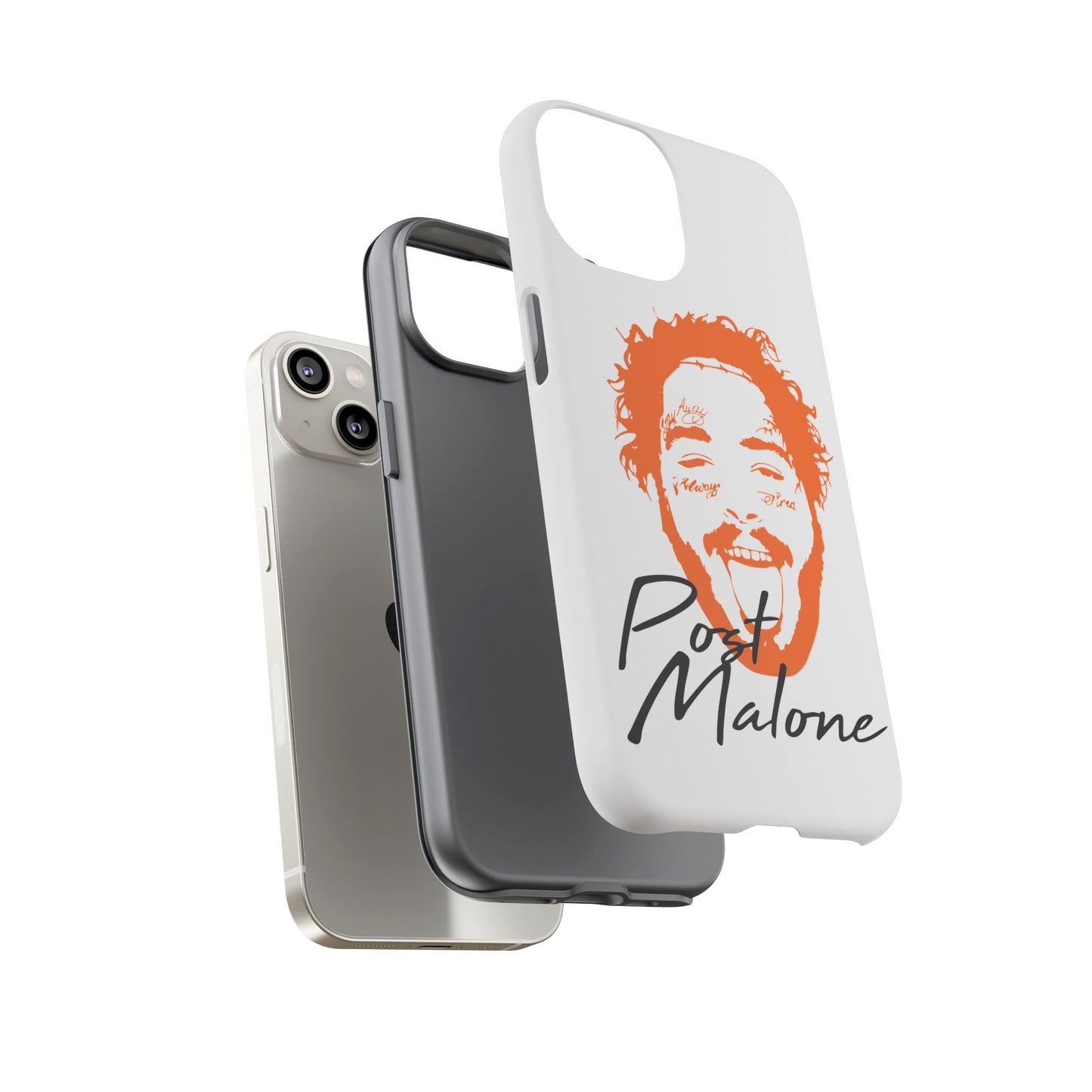 Tough iPhone Case (12–16 Pro Max) – Post Malone Name Design with Picture