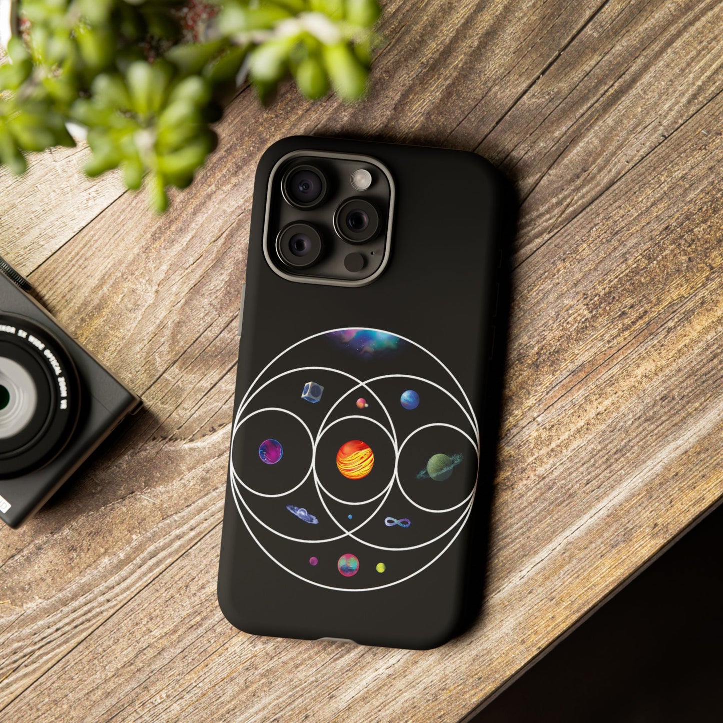 Premium Tough Case for iPhone 12 to 16 Pro Max Showcasing Coldplay’s Illustration Concept