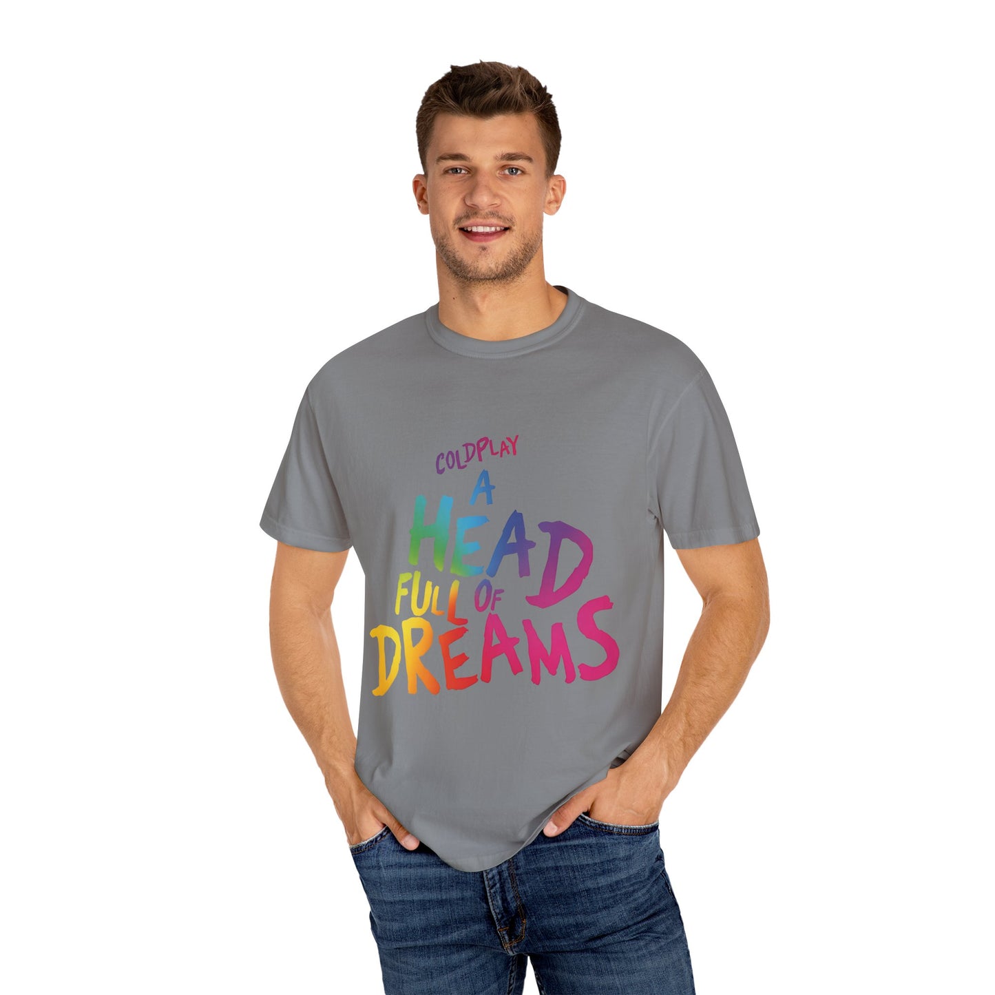 Unisex Garment-Dyed T-Shirt Inspired by Coldplay’s Iconic A Head Full of Dreams