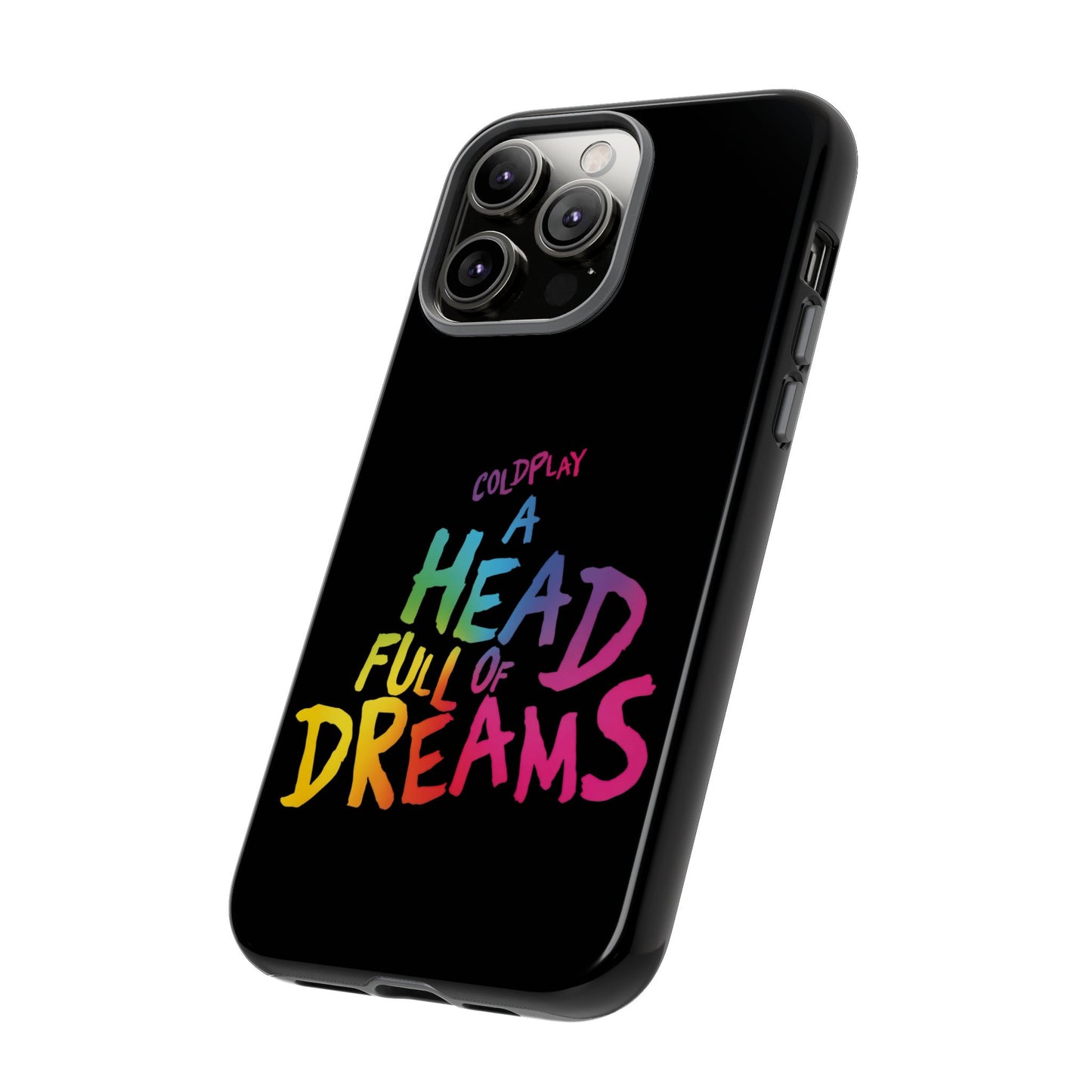 Premium Tough Case for iPhone 12 to 16 Pro Max Showcasing Coldplay’s Iconic A Head Full of Dreams