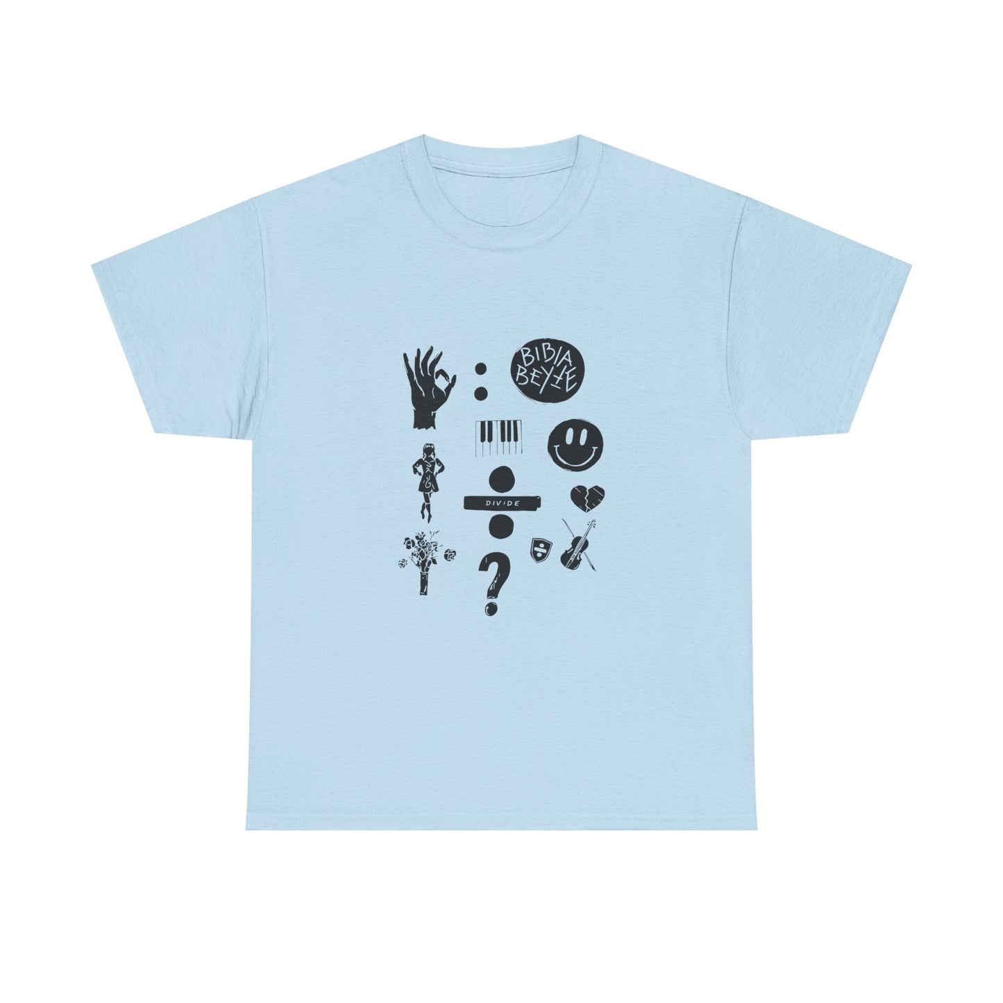Ocean Wave with Heart Outline Unisex Heavy Cotton Tee