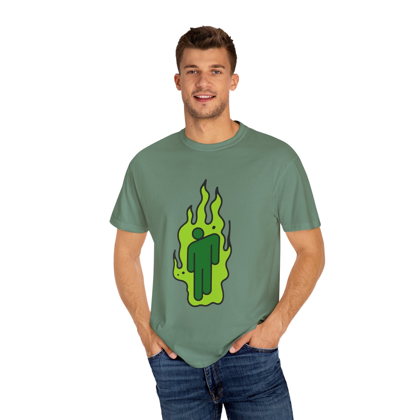 Green Flame Icon Unisex Dyed T-shirt