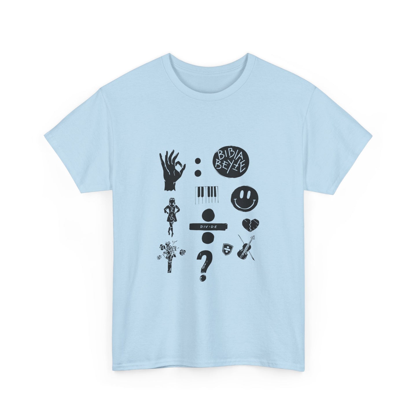 Ocean Wave with Heart Outline Unisex Heavy Cotton Tee