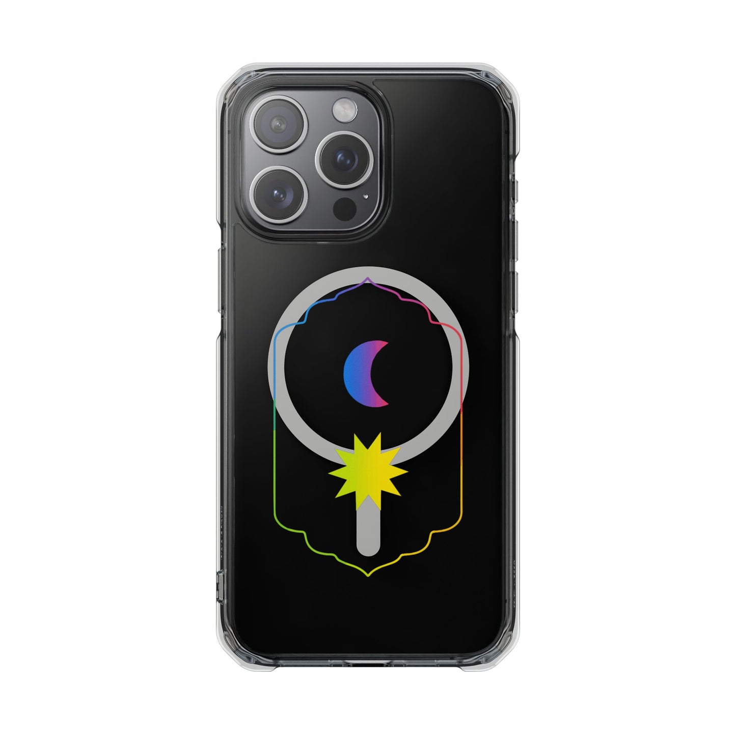 Gradient Moon and Star Emblem Magnetic Clear Impact case