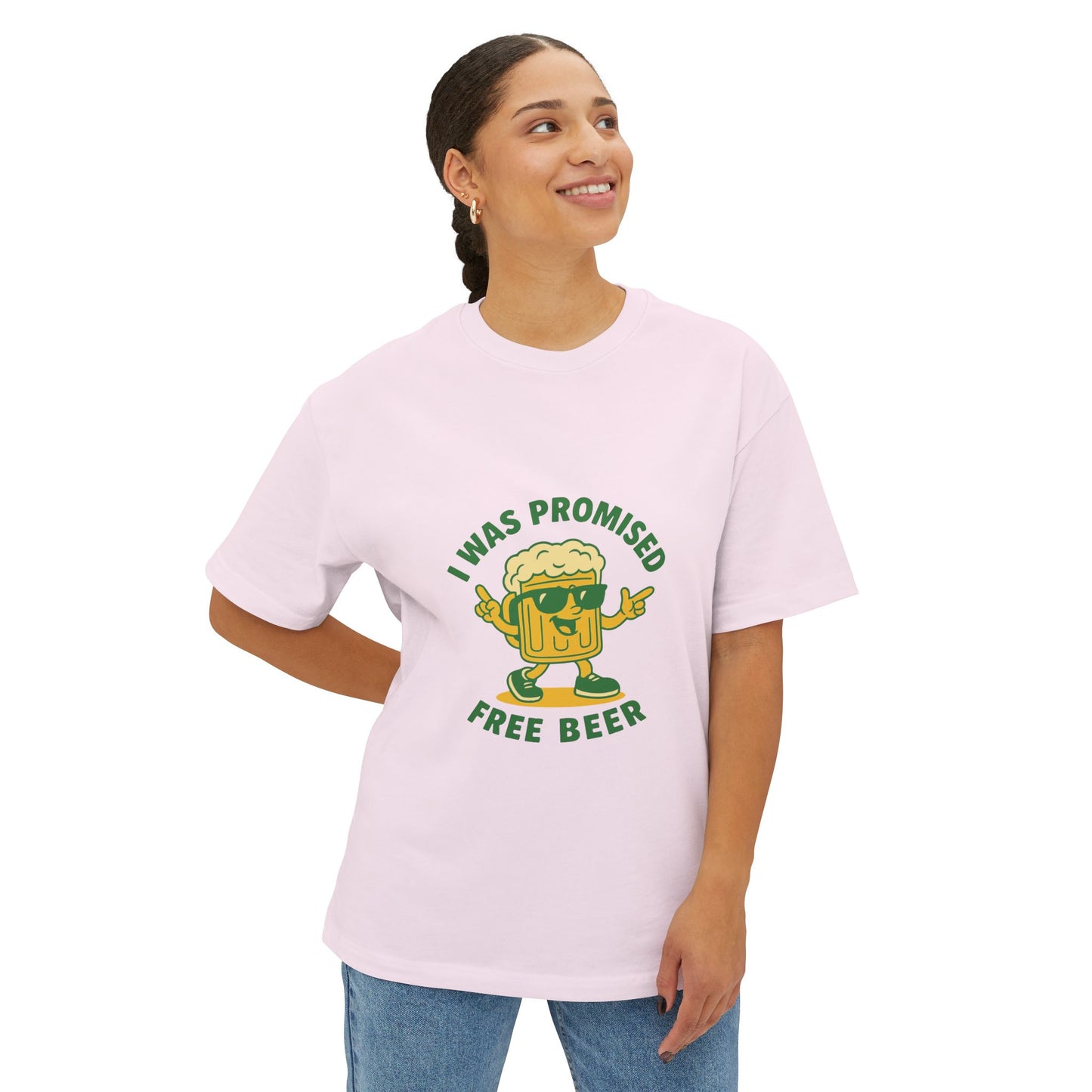 Unisex Oversized Tee – Snazzy Free Beer Edition