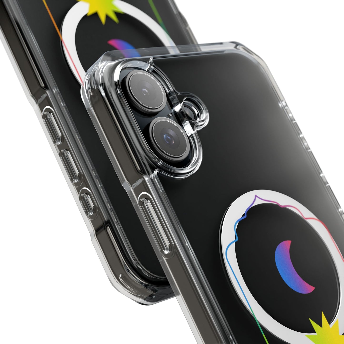Gradient Moon and Star Emblem Magnetic Clear Impact case