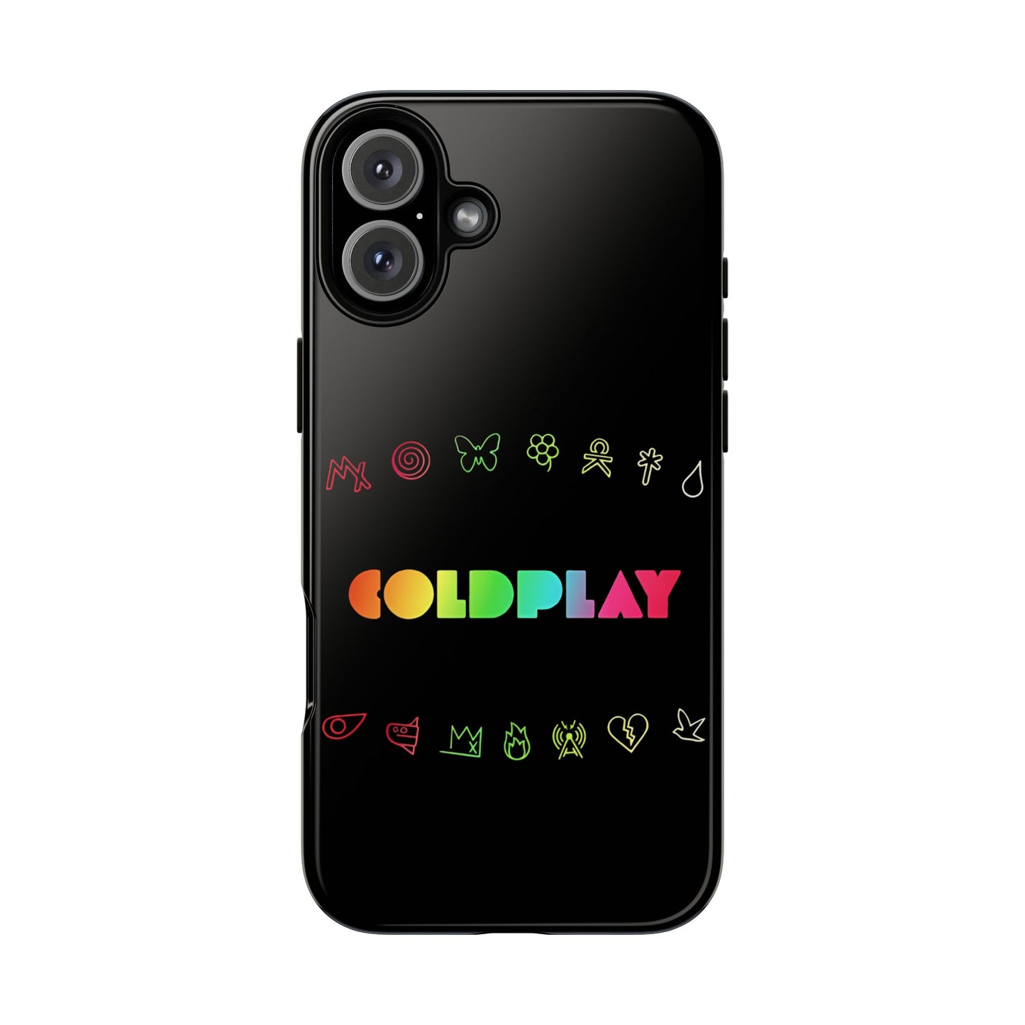 Premium Tough Case for iPhone 12 to 16 Pro Max Showcasing Coldplay’s Signage