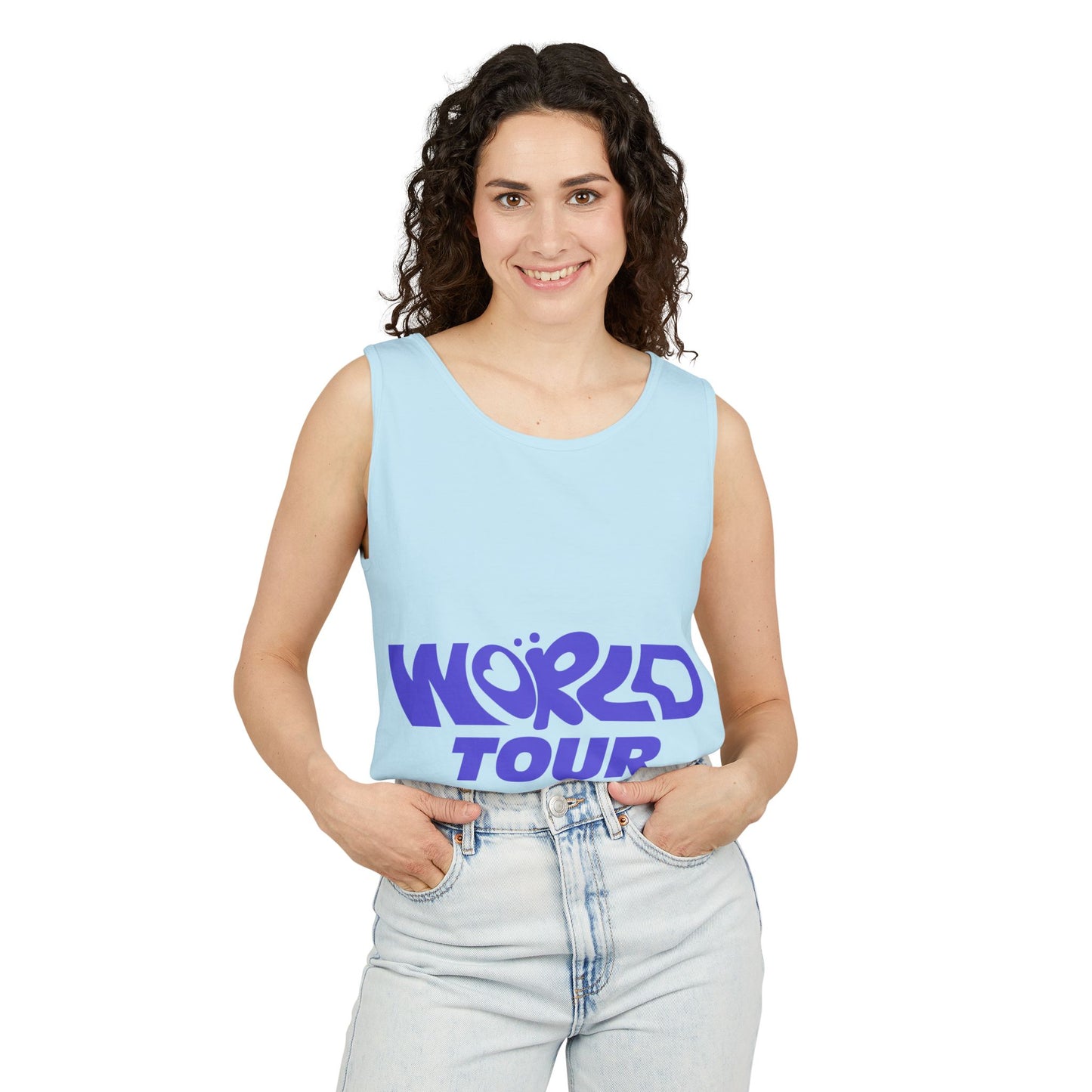 World Tour Bubble Letter-Dyed Tank Top