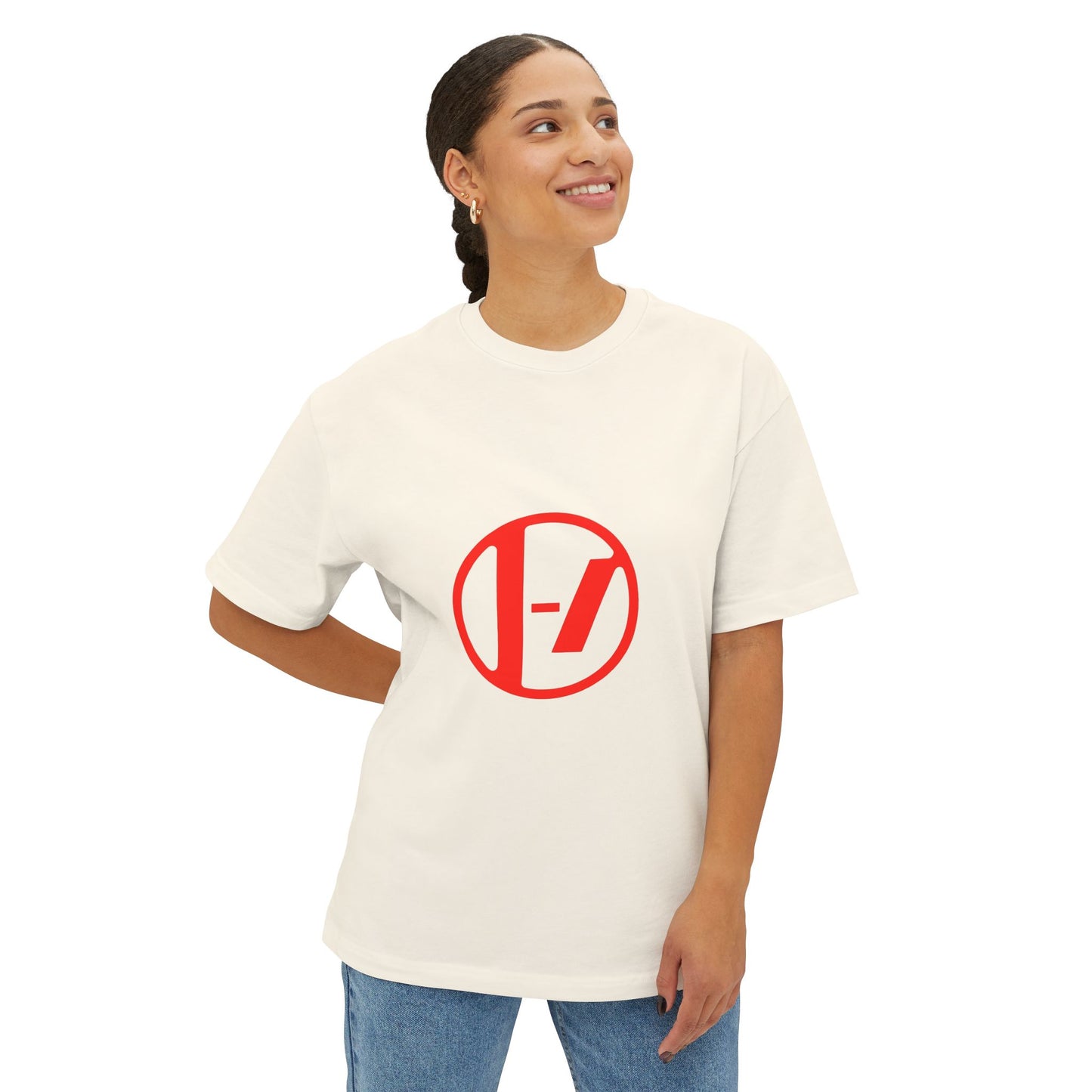 Crimson Orbit Unisex Oversized Boxy Tee