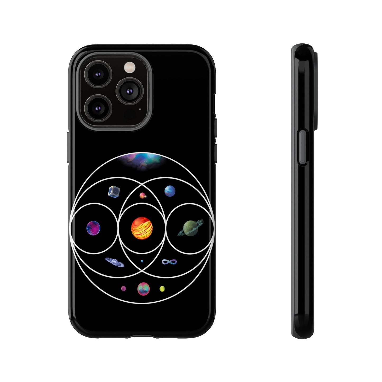 Premium Tough Case for iPhone 12 to 16 Pro Max Showcasing Coldplay’s Illustration Concept