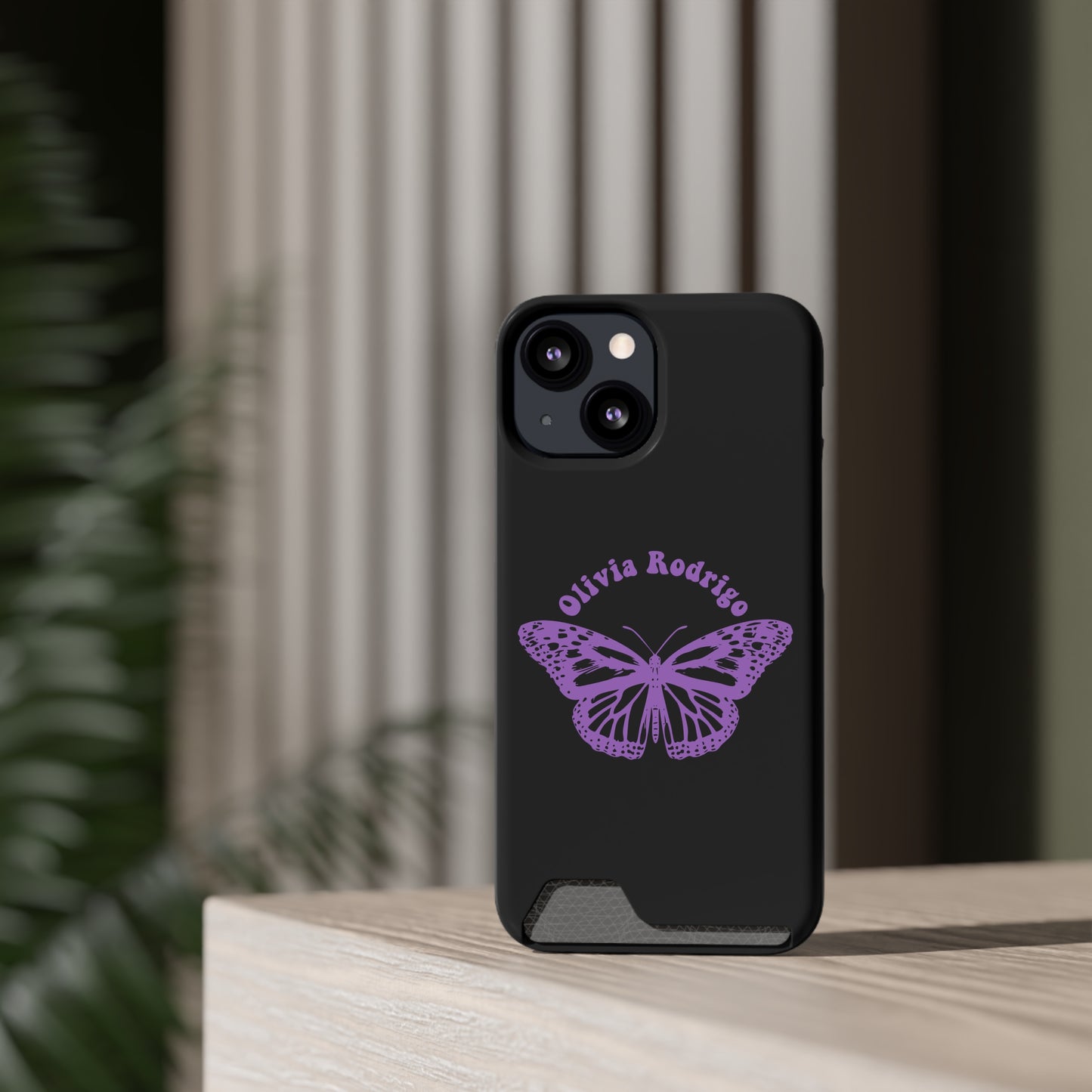 Phone Case + Card Holder For Iphone 13 – Olivia Rodrigo With Butterfly | Black Edition