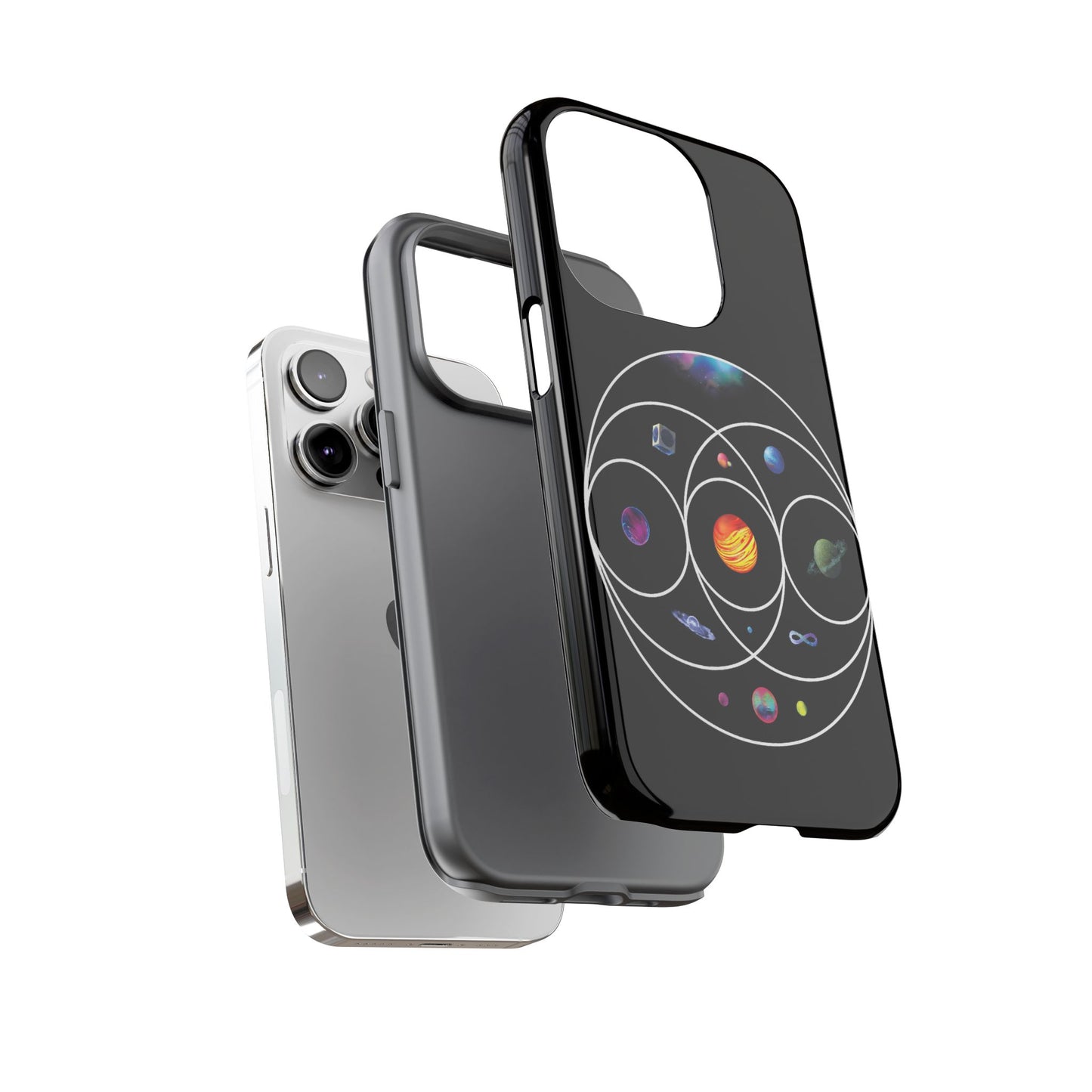 Premium Tough Case for iPhone 12 to 16 Pro Max Showcasing Coldplay’s Illustration Concept