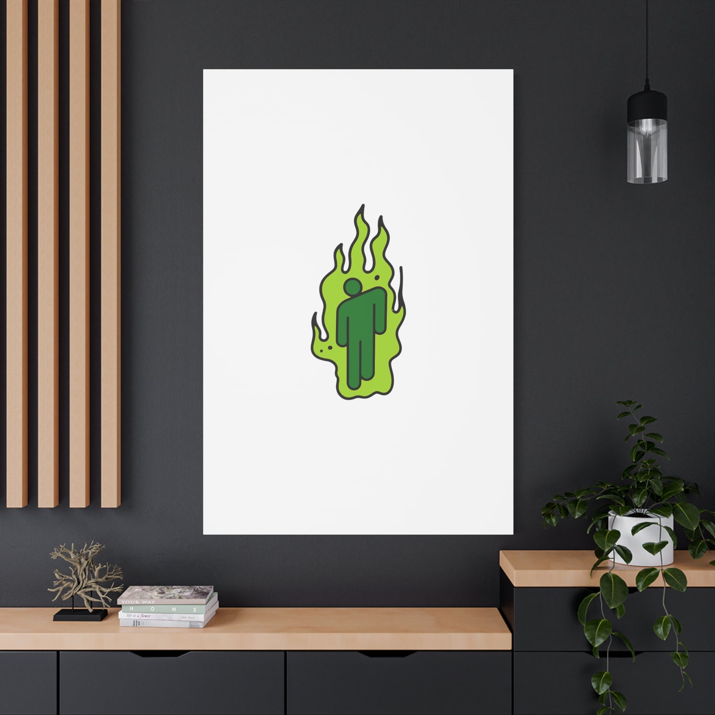 Green Flame Icon Matte Canvas