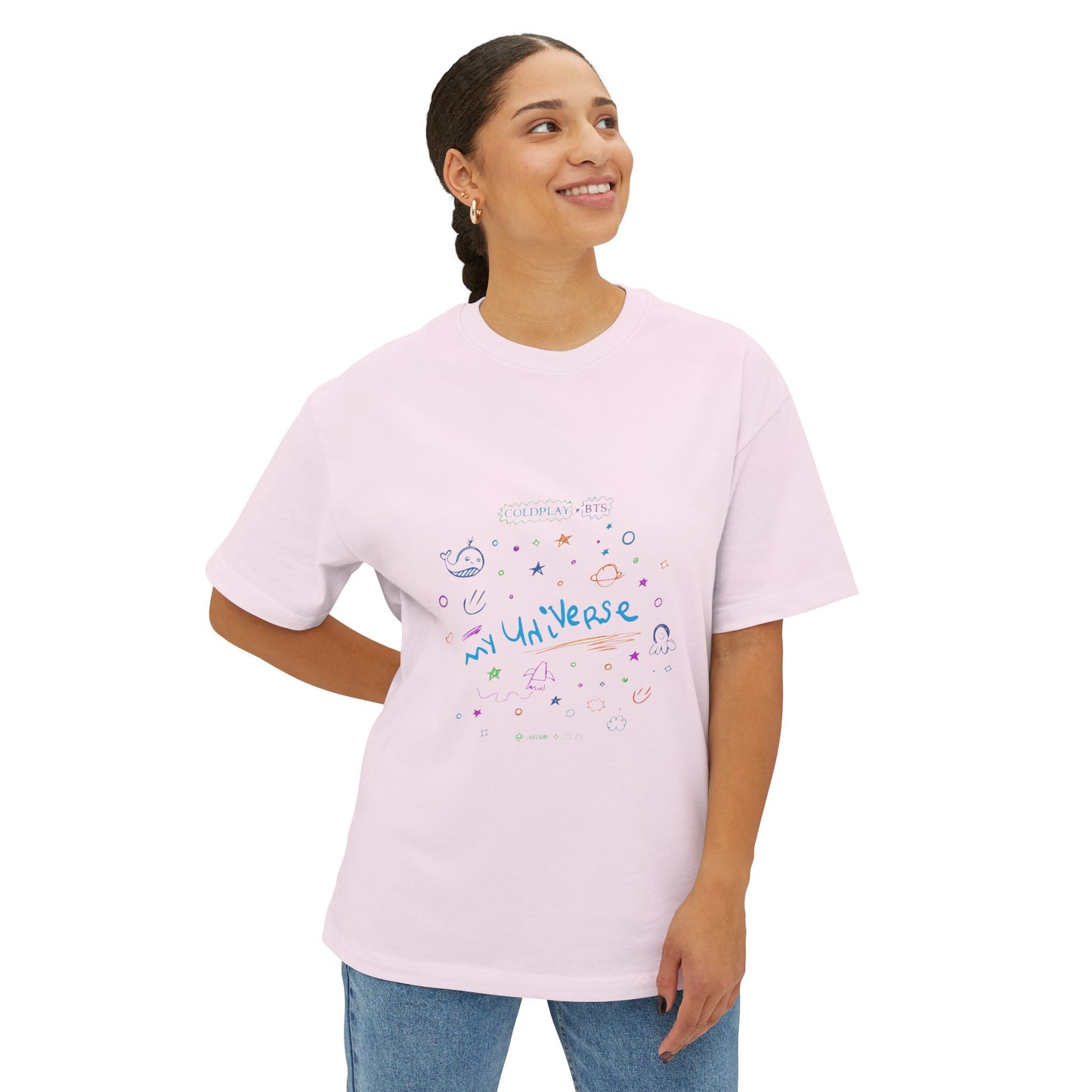 Neon Space Doodles Unisex Oversized Boxy Tee