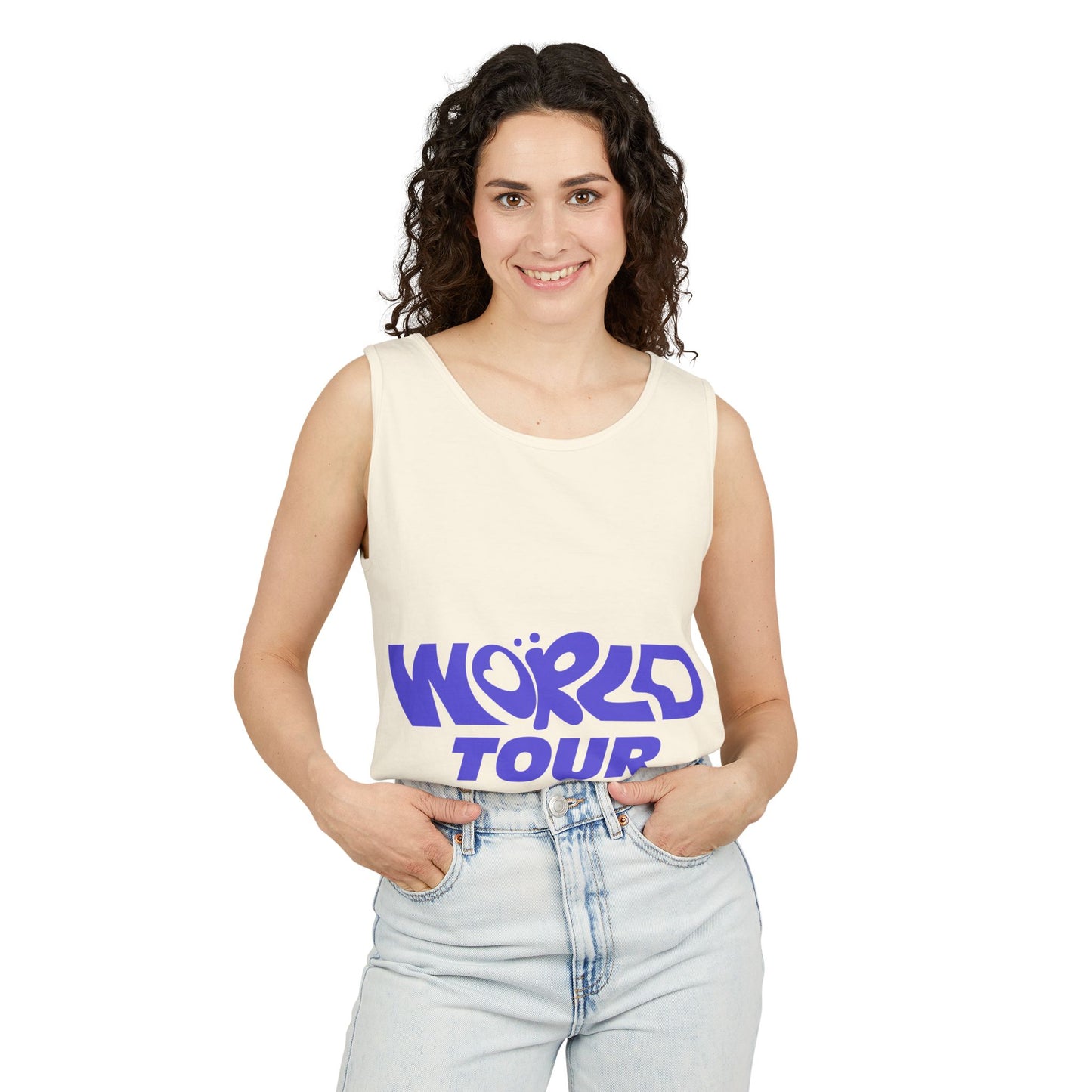 World Tour Bubble Letter-Dyed Tank Top