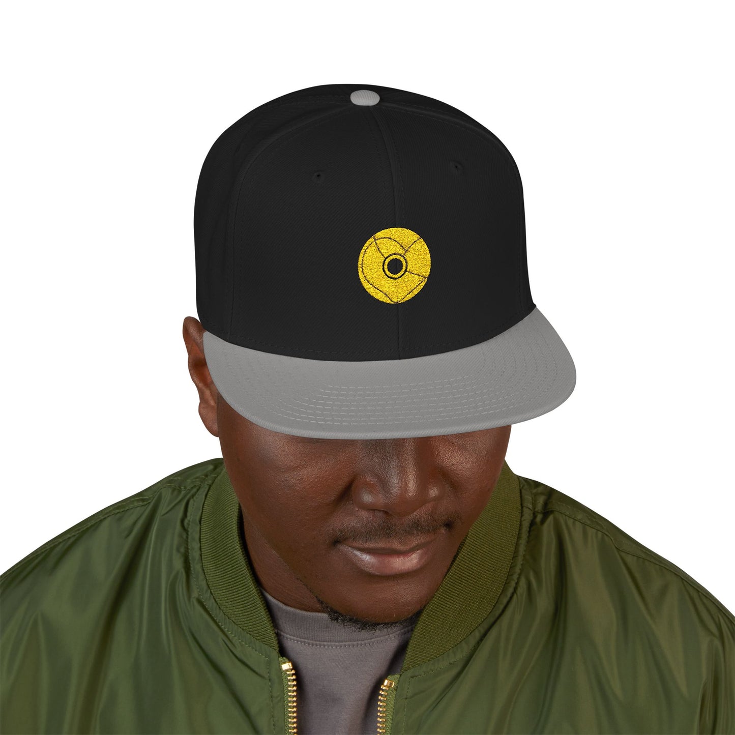 Minimalist Black Disc Outline Snapback Cap