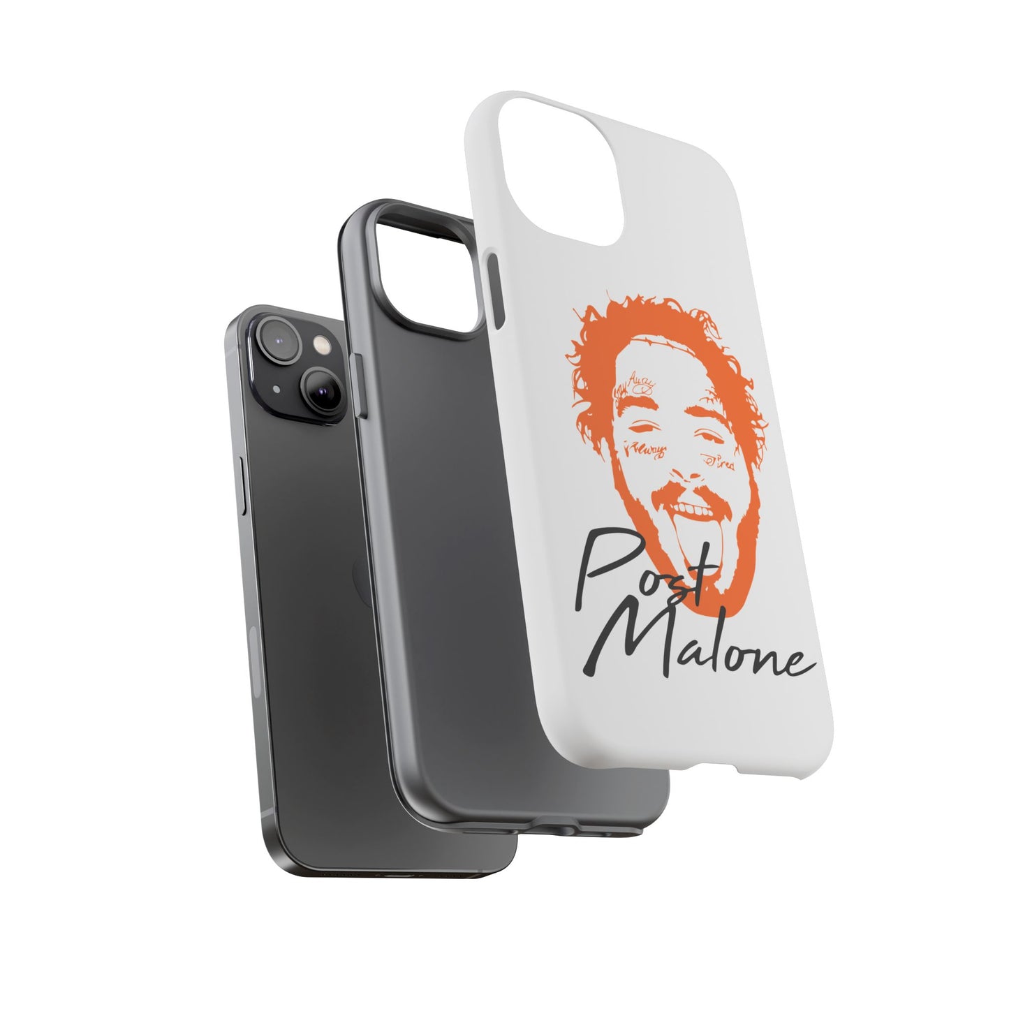 Tough iPhone Case (12–16 Pro Max) – Post Malone Name Design with Picture
