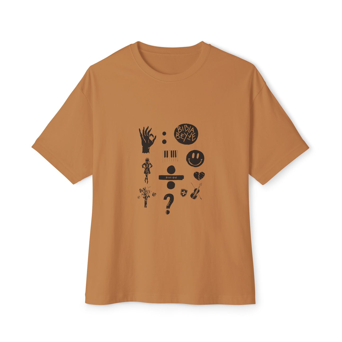 Ocean Wave with Heart Outline Oversized Boxy Tee