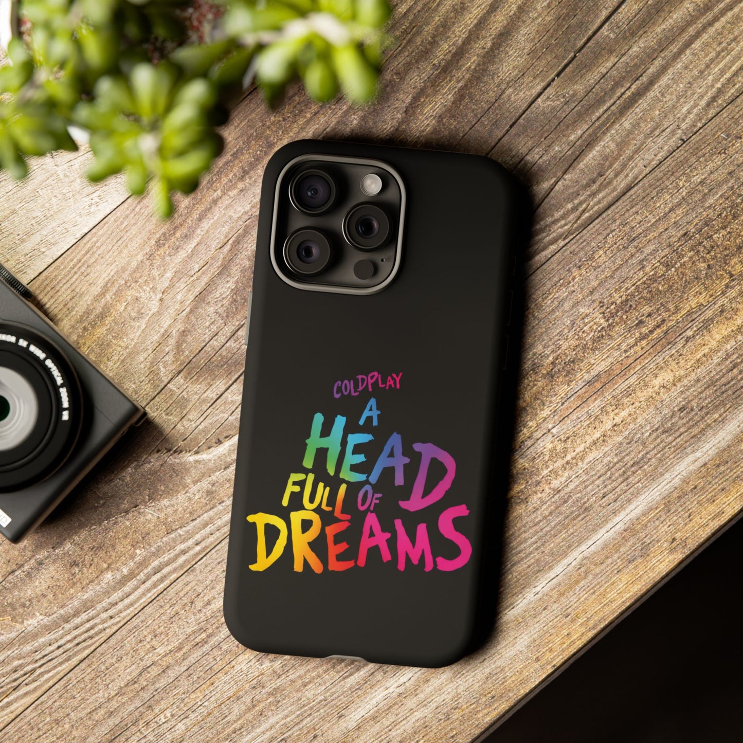 Premium Tough Case for iPhone 12 to 16 Pro Max Showcasing Coldplay’s Iconic A Head Full of Dreams