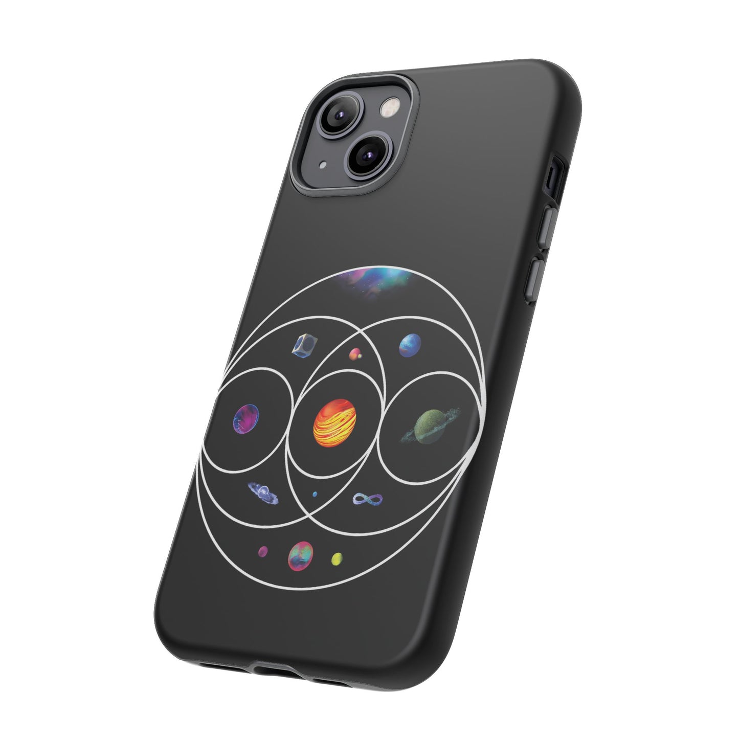 Premium Tough Case for iPhone 12 to 16 Pro Max Showcasing Coldplay’s Illustration Concept