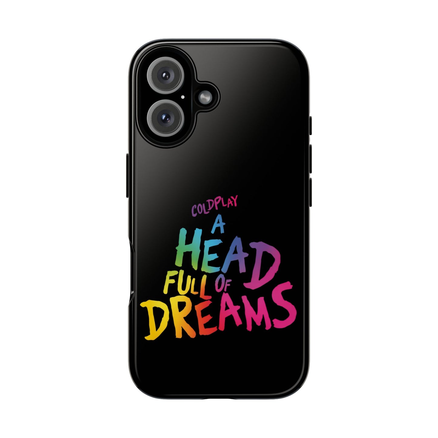 Premium Tough Case for iPhone 12 to 16 Pro Max Showcasing Coldplay’s Iconic A Head Full of Dreams