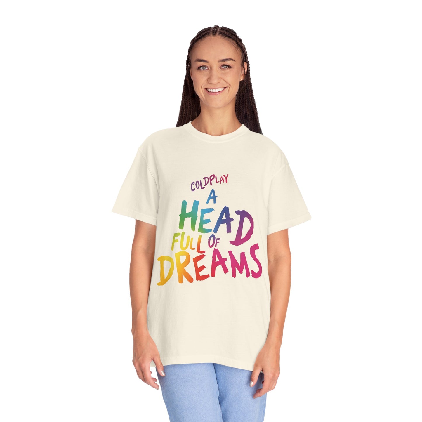 Unisex Garment-Dyed T-Shirt Inspired by Coldplay’s Iconic A Head Full of Dreams